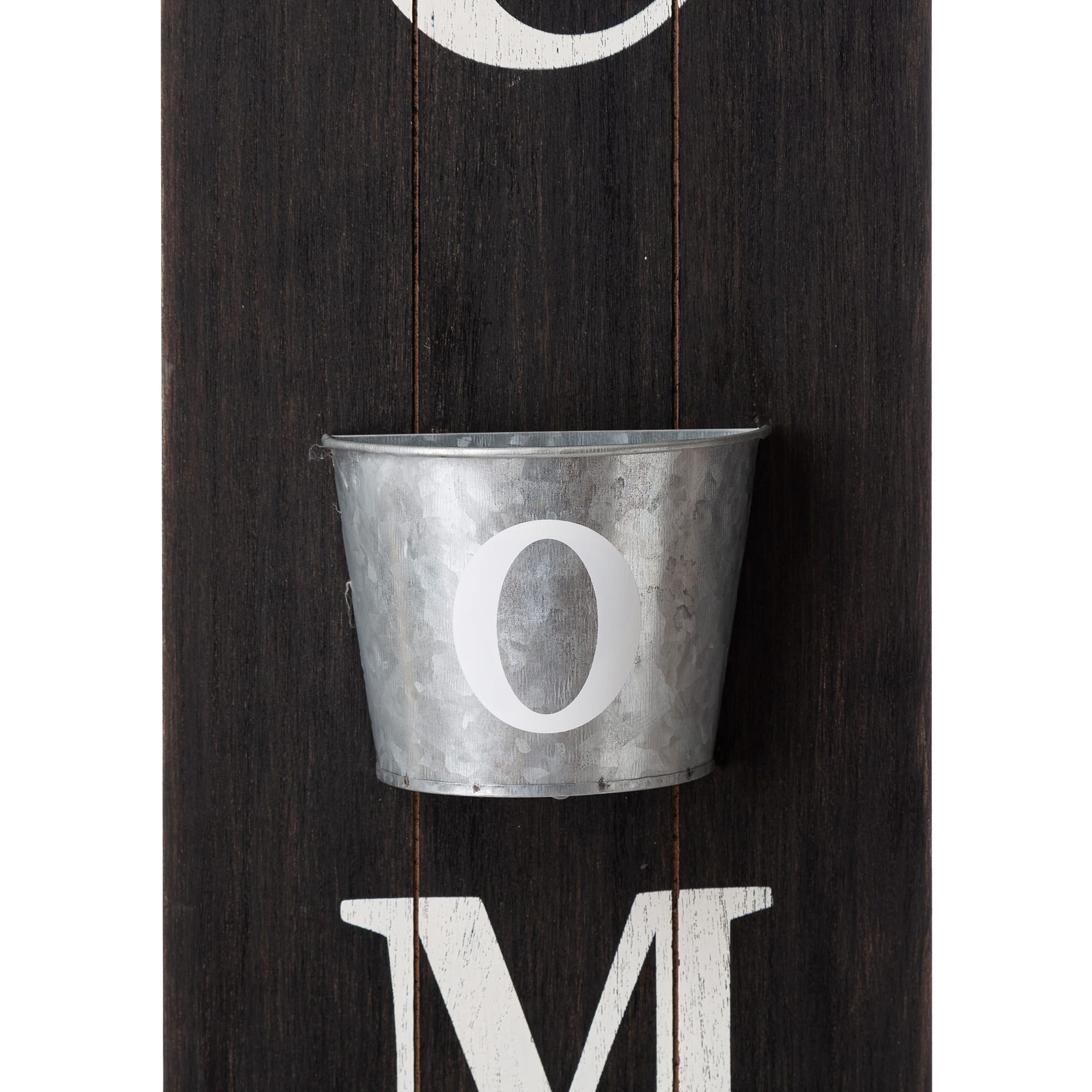 Glitzhome® 42" Wooden Black Welcome Porch Sign with Metal Planter