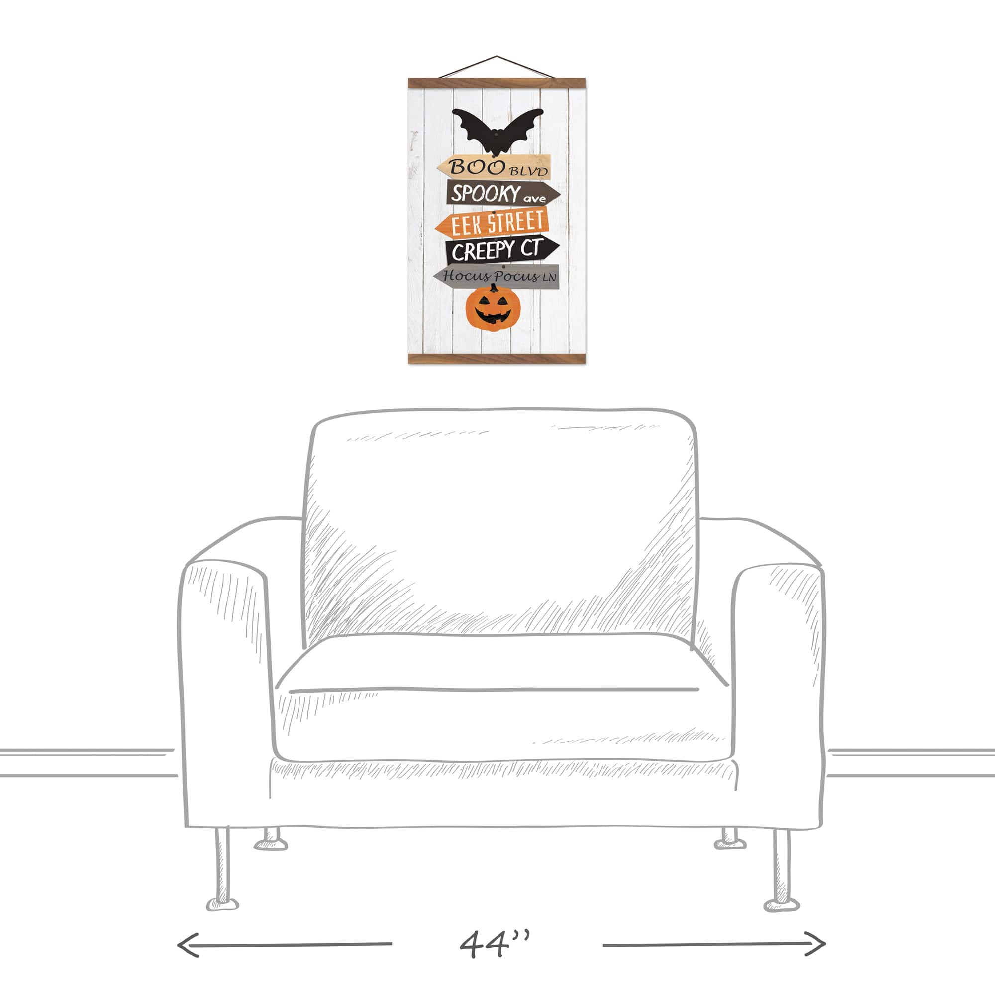 Halloween Street Names Teak Hanging Canvas