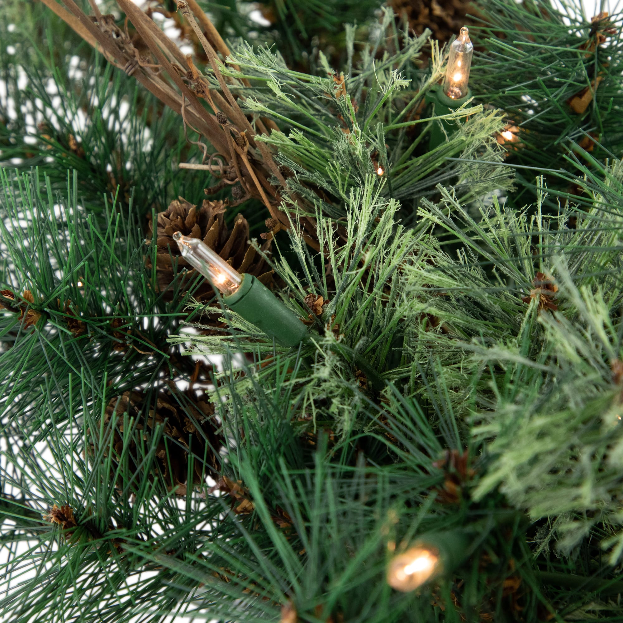 2ft. Pre-Lit Country Mixed Pine Artificial Christmas Wall Tree, Clear Lights