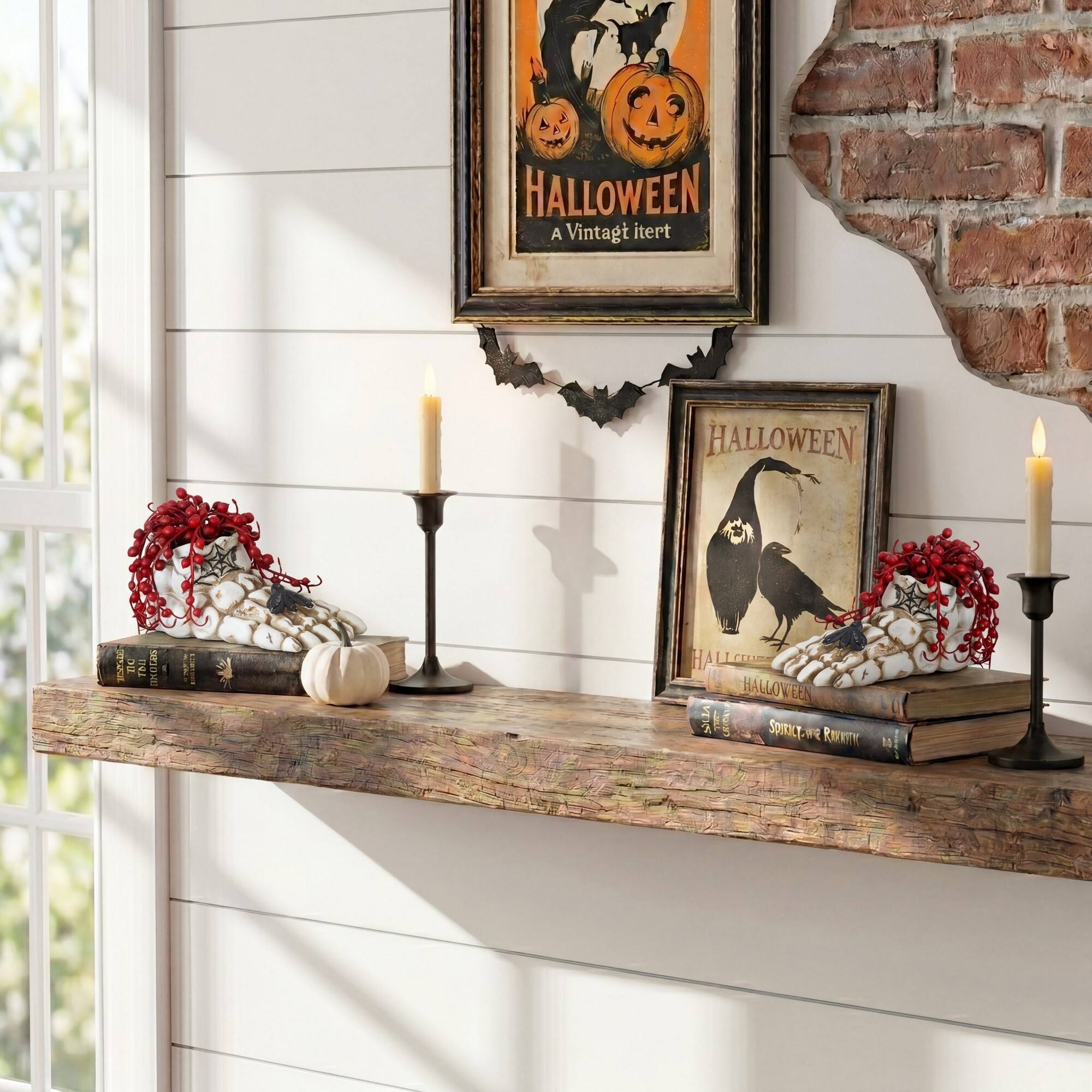 3" Artificial Halloween String of Pearls in Skeleton Foot Planters, 2ct.