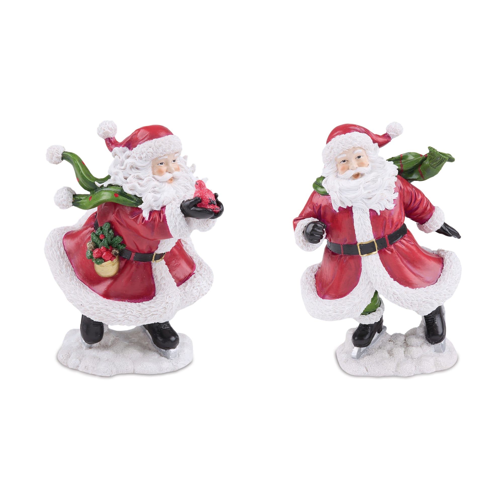 Melrose 8.25" Windy Santa with Cardinal Bird Figurine Set