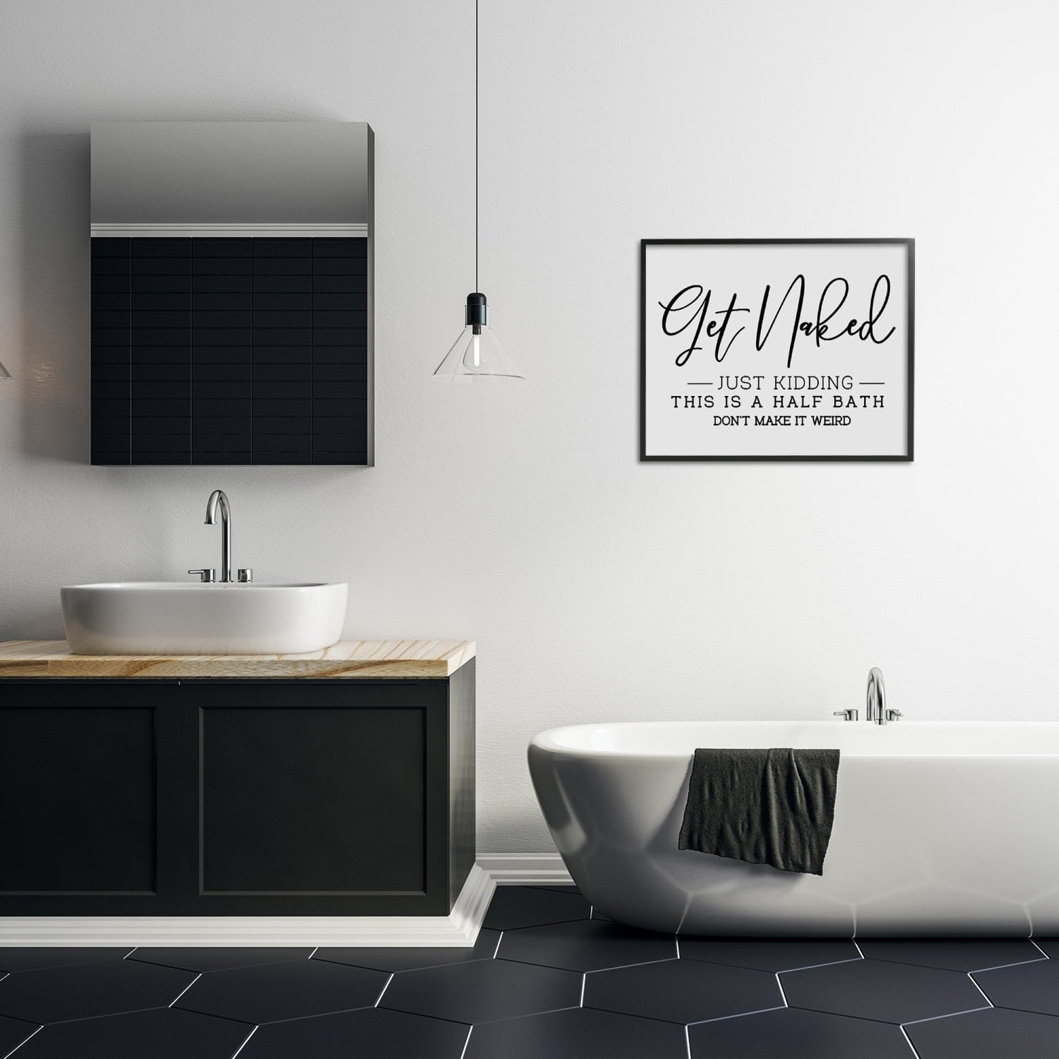 Stupell Industries Get Naked Funny Bathroom Framed Giclee Art