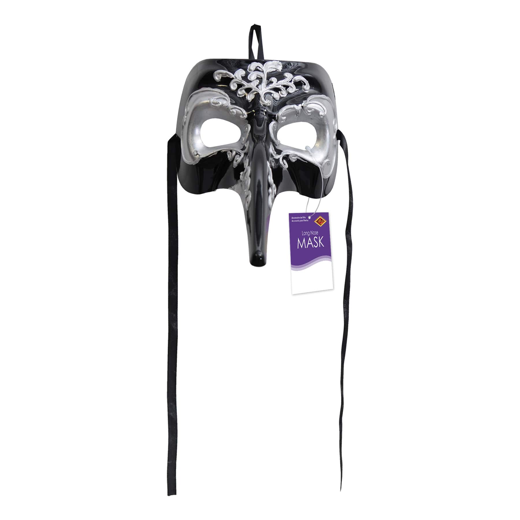 Beistle Black & Silver Long Nose Mask