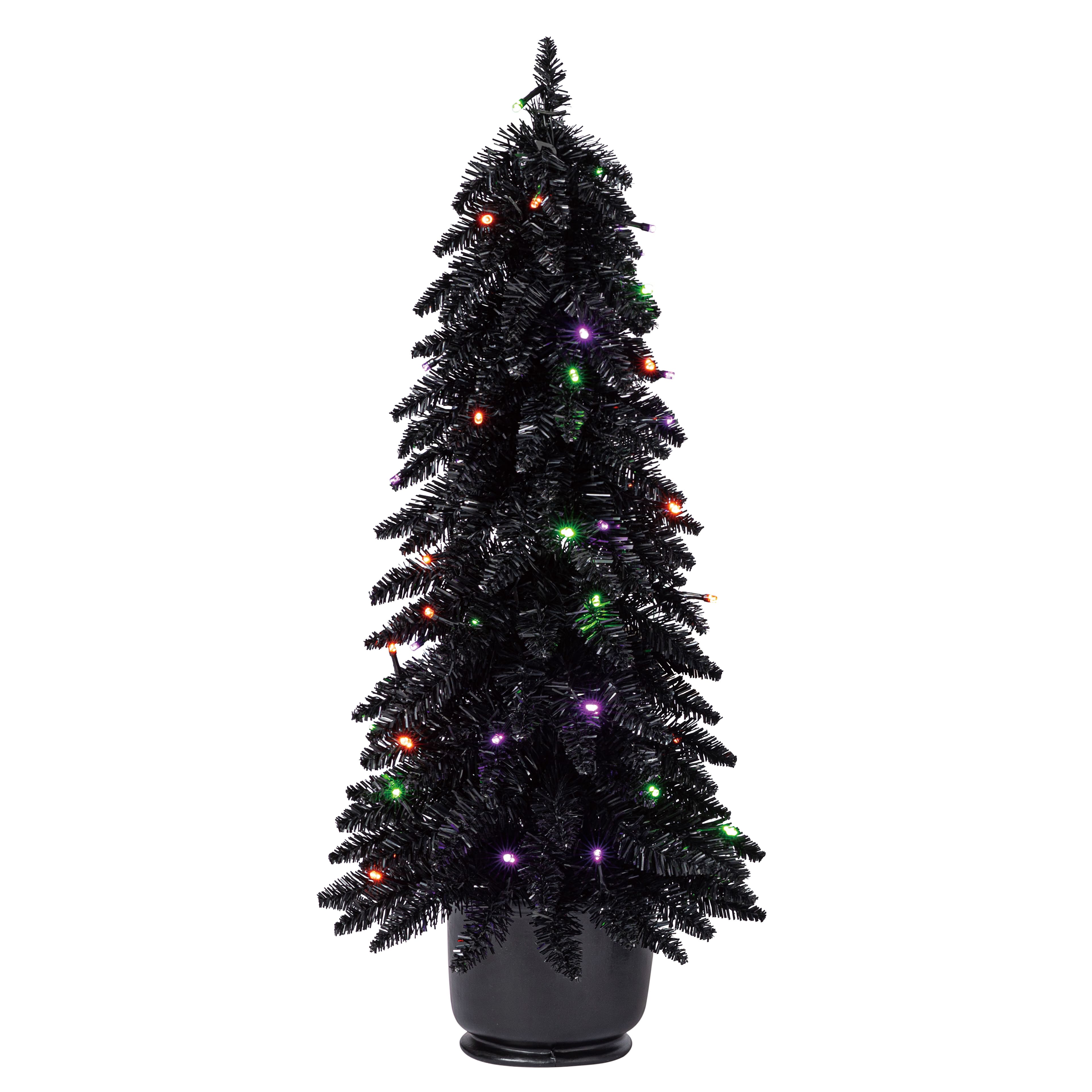 Pre-Lit Black Potted Tinsel Tree