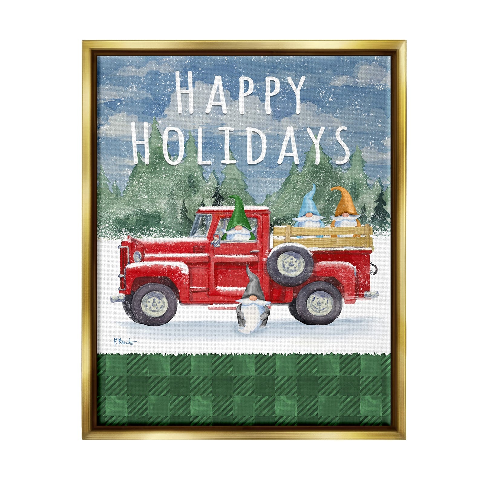 Stupell Industries Happy Holidays Truck Floater Framed Art