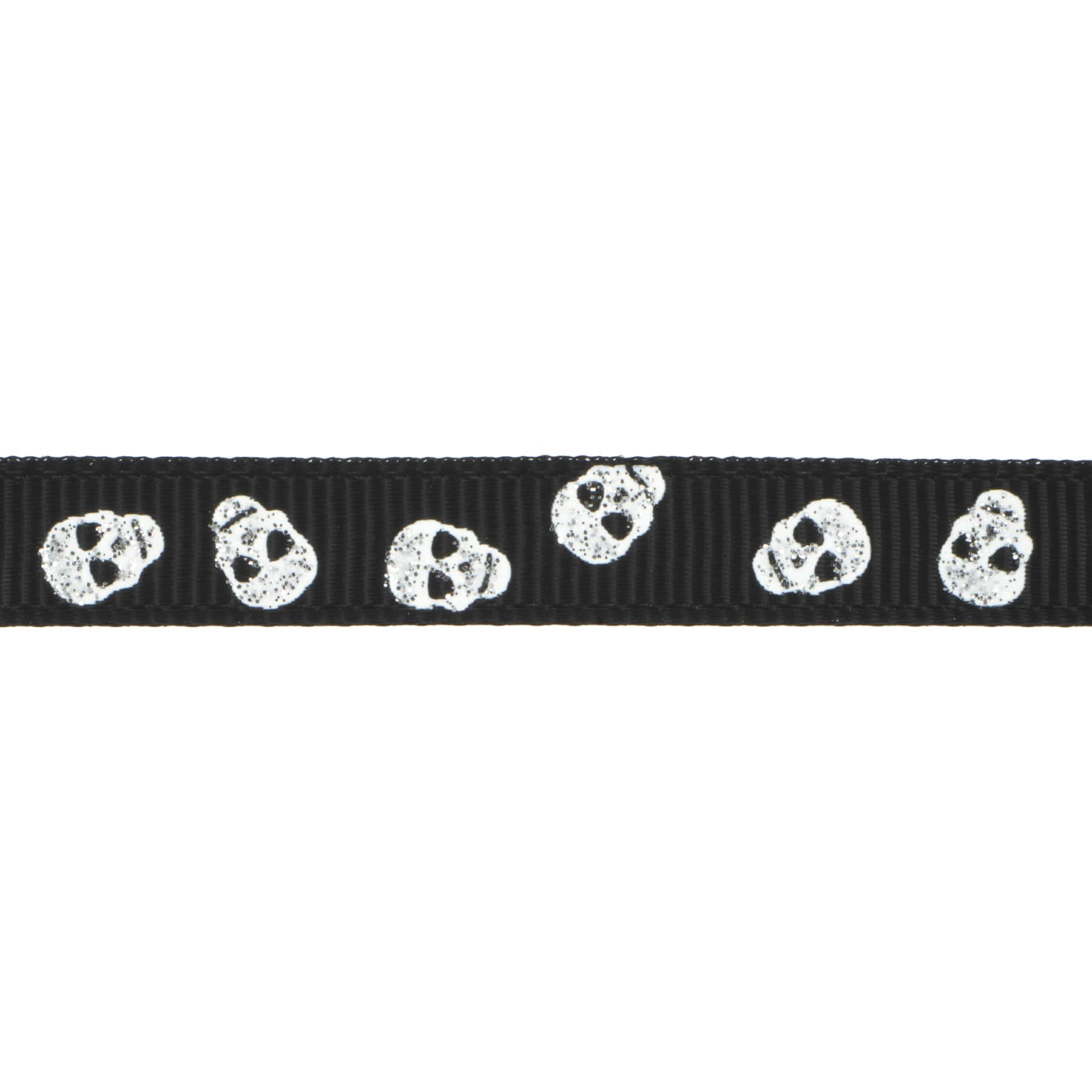 3/8" x 4yd. Black & Silver Skulls Ribbon by Celebrate It®