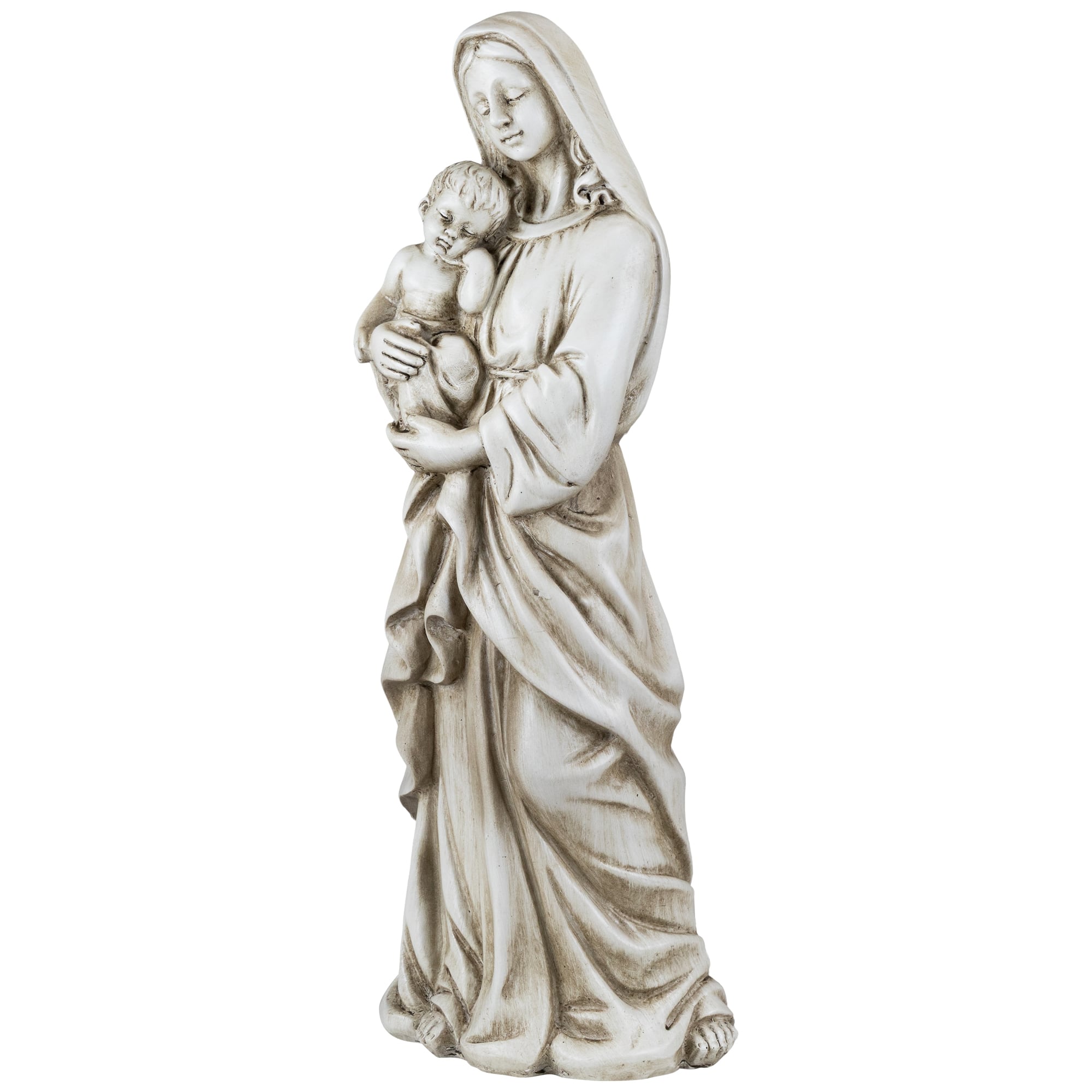 Standing Mary with Baby Jesus Statue  - 14.5" - Beige