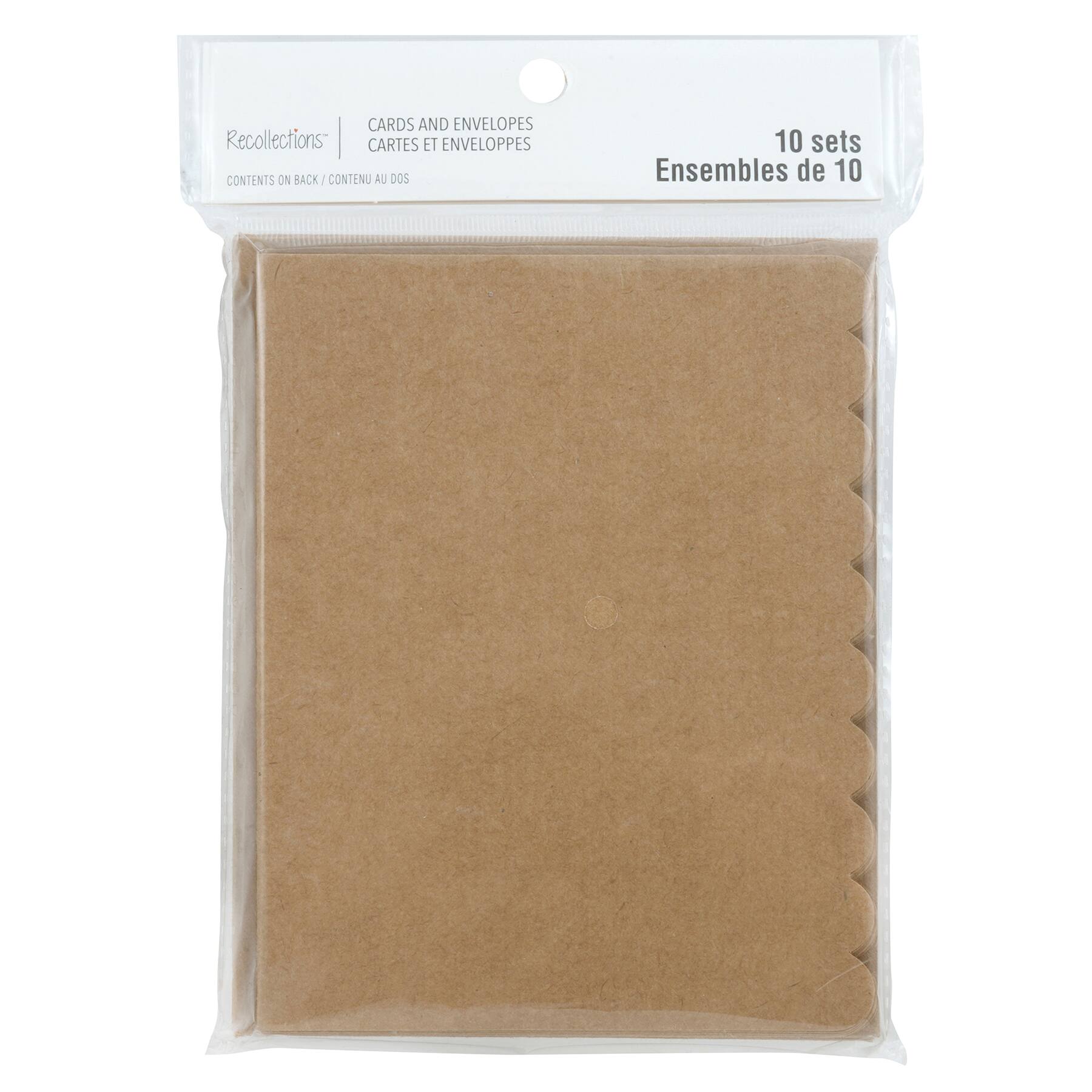 12 Packs: 10 ct. (120 total) 4.25" x 5.5" Kraft Scalloped Folded Cards & Envelopes by Recollections™