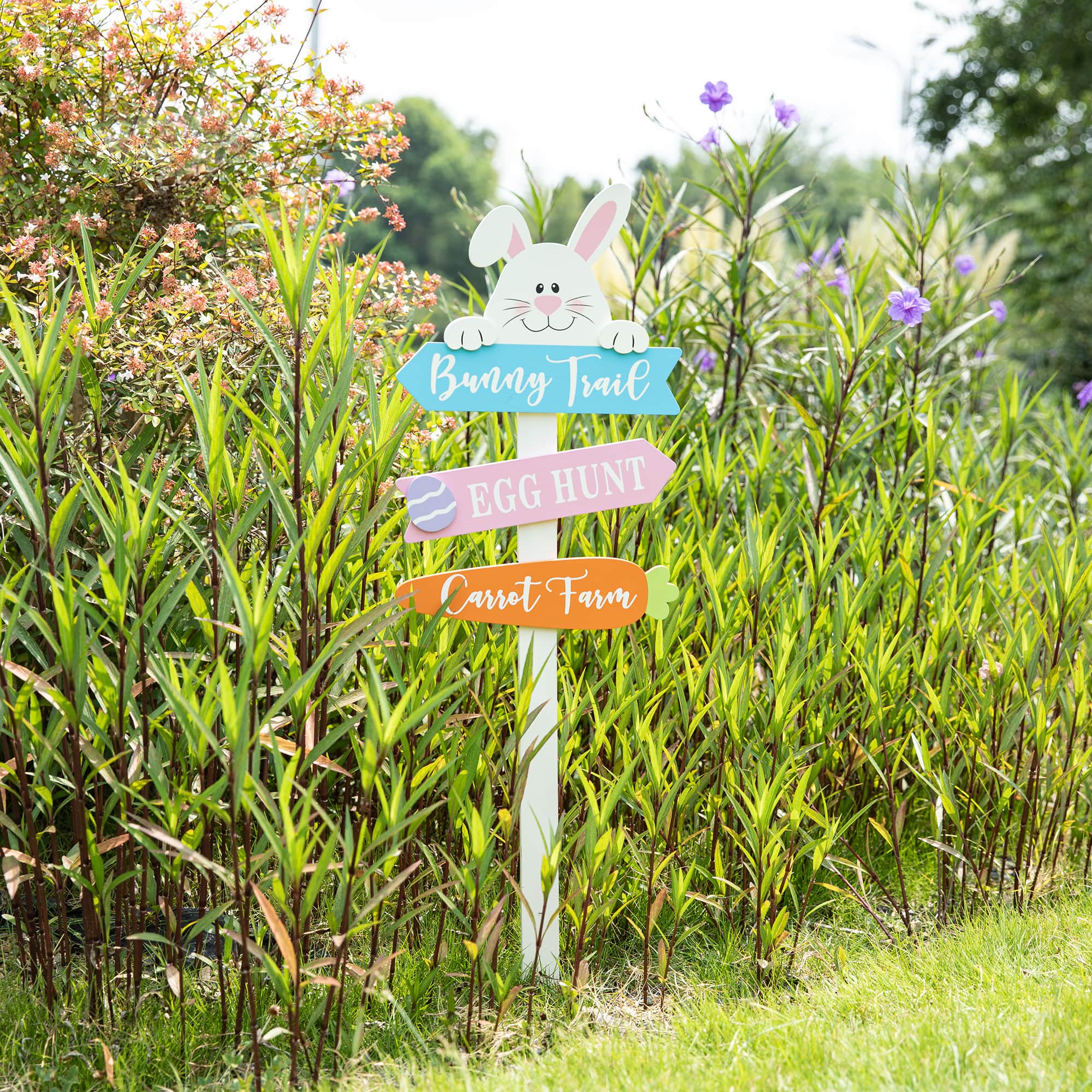 Glitzhome® 36" Wooden Easter Bunny Yard Stake