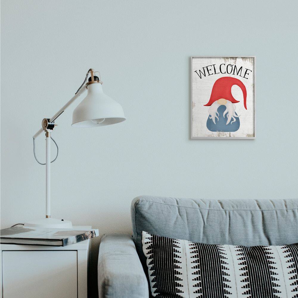 Stupell Industries Welcome Gnome Sign Mythical Garden Elf Pun Framed Wall Art