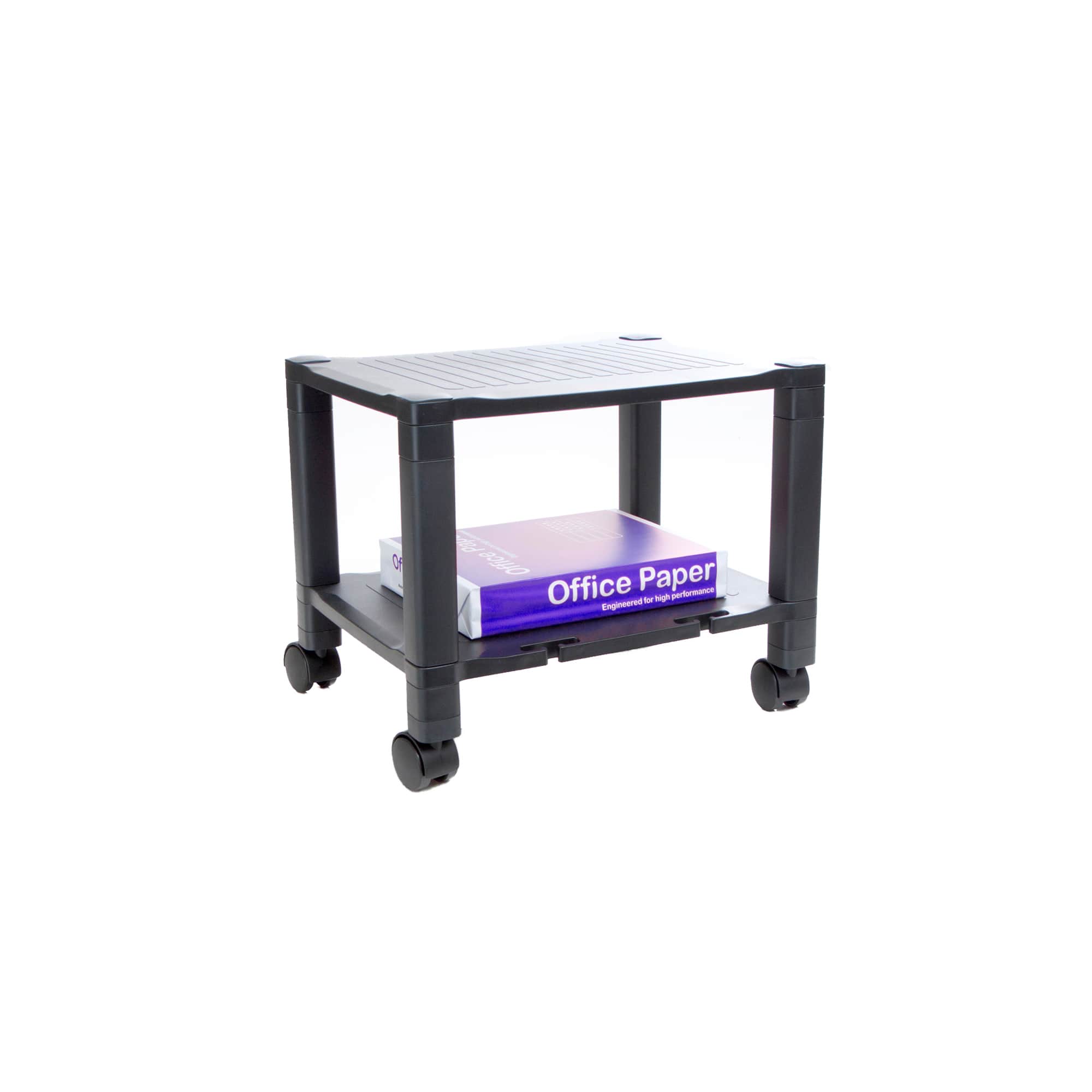 Mind Reader 15" Black  2-Tier Shelf Adjustable Printer Stand with Wheels