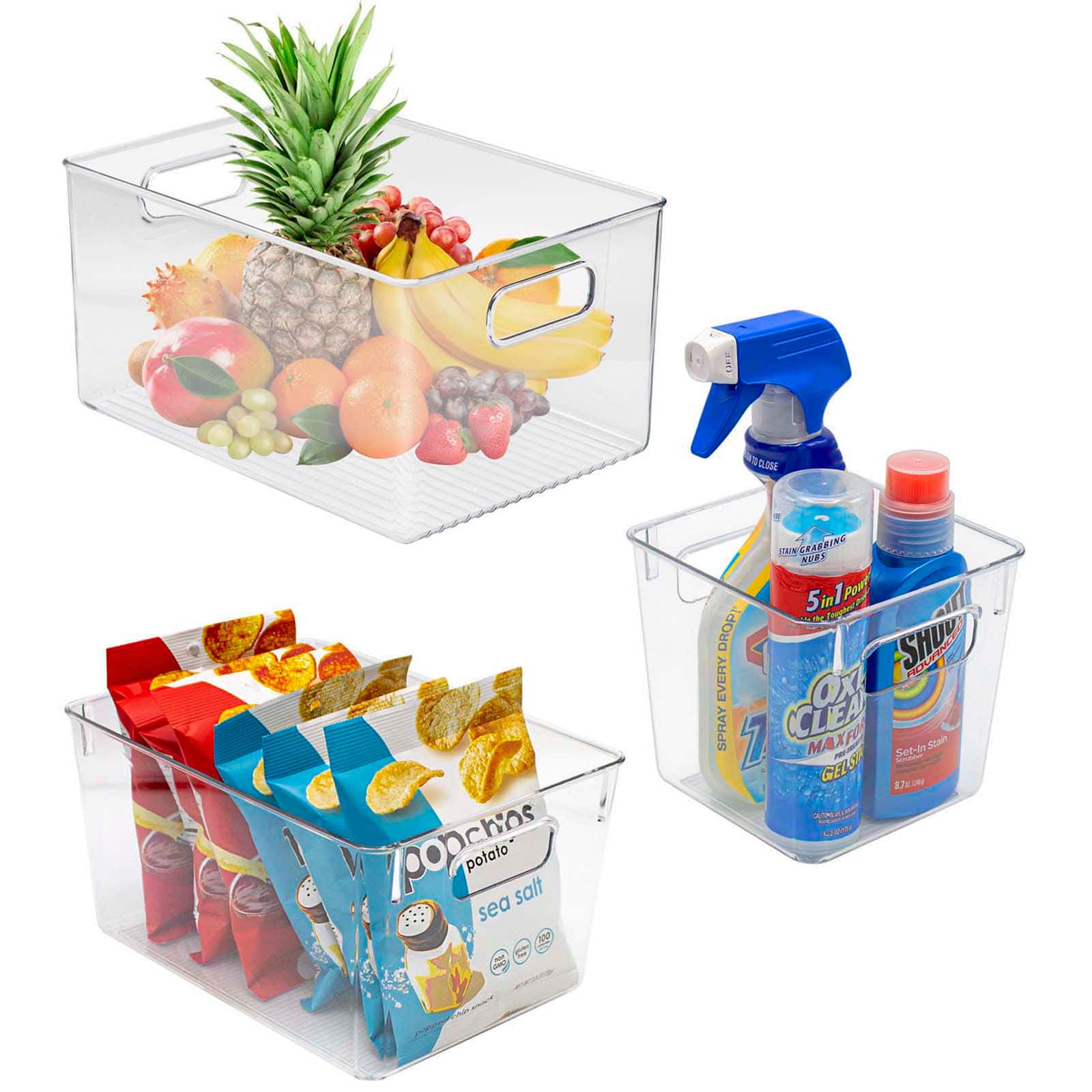 Sorbus Small, Medium & Large Clear 3 Bin Set