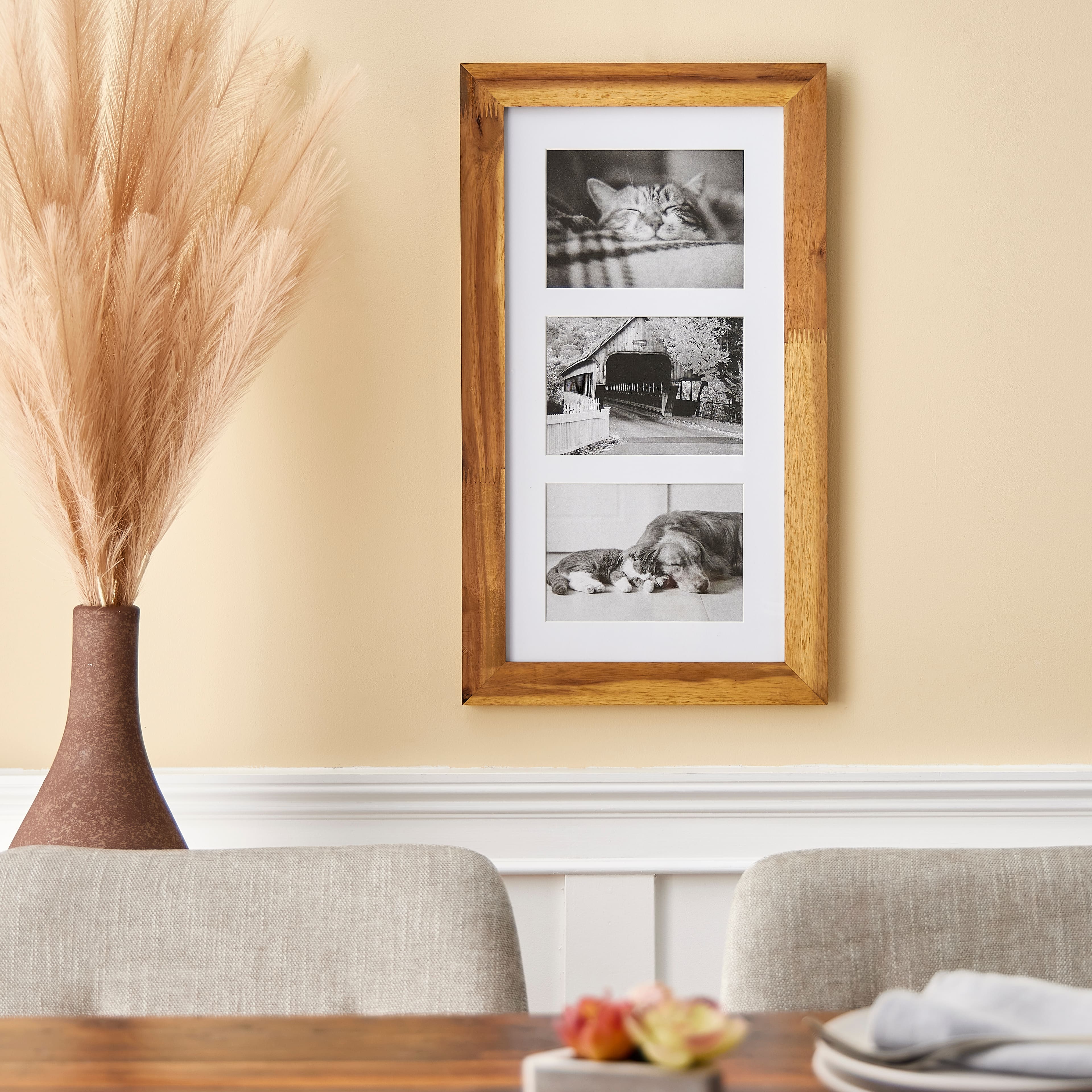 8 Pack: 3 Opening Walnut 5" x 7" Collage Frame with Mat by Studio Décor®