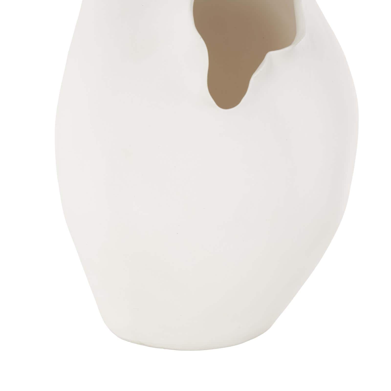14.75" White Ceramic Abstract Floral Inspired Vase with Wavy Edge