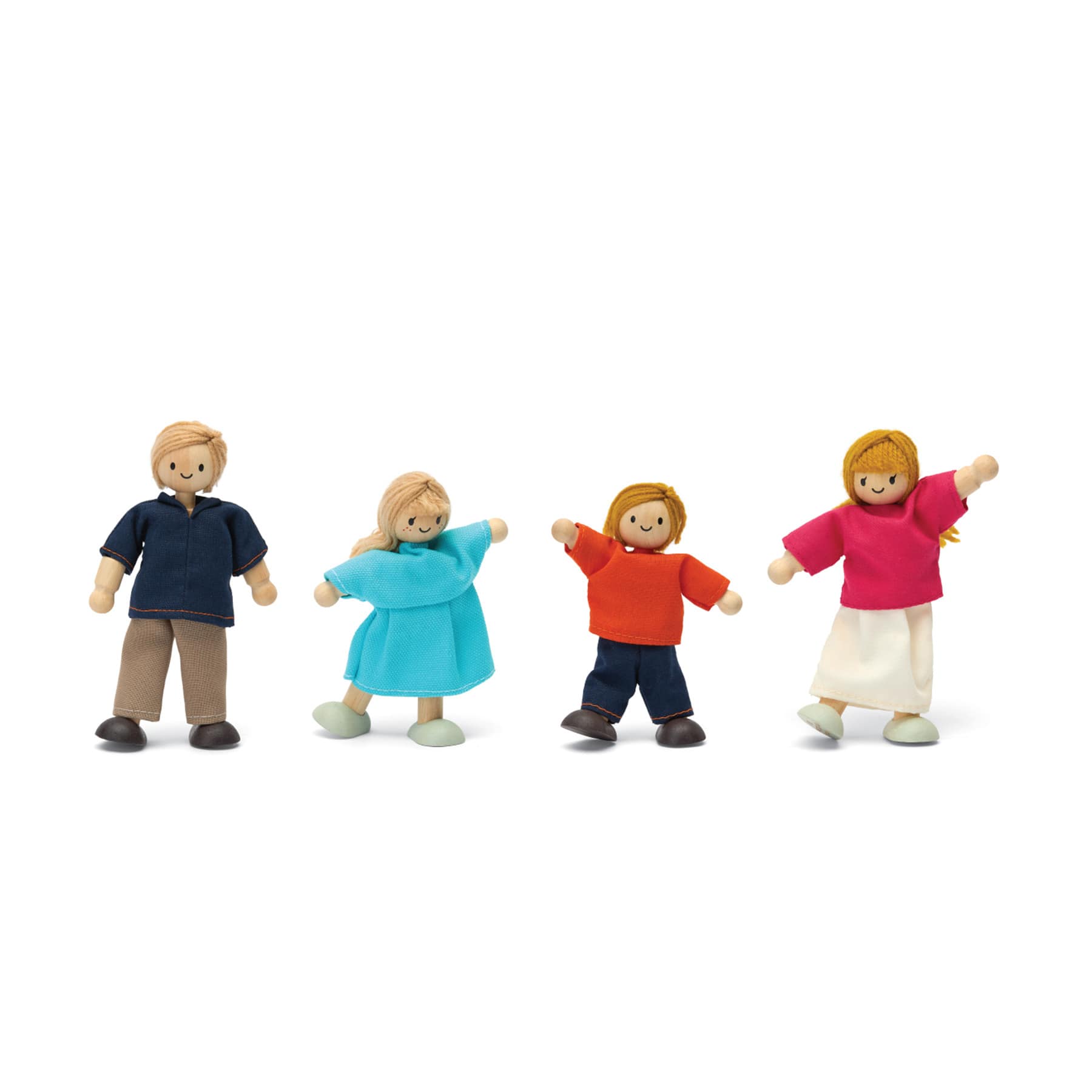 PlanToys Light Skin Tone & Blonde Hair Wood Doll Family Set