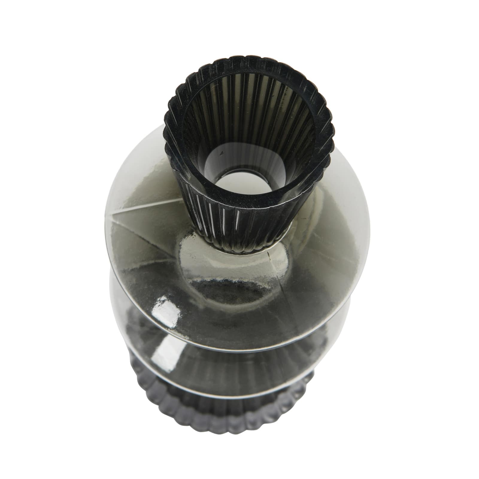 Hello Honey® 10" Clear & Gray Fluted Glass Vase