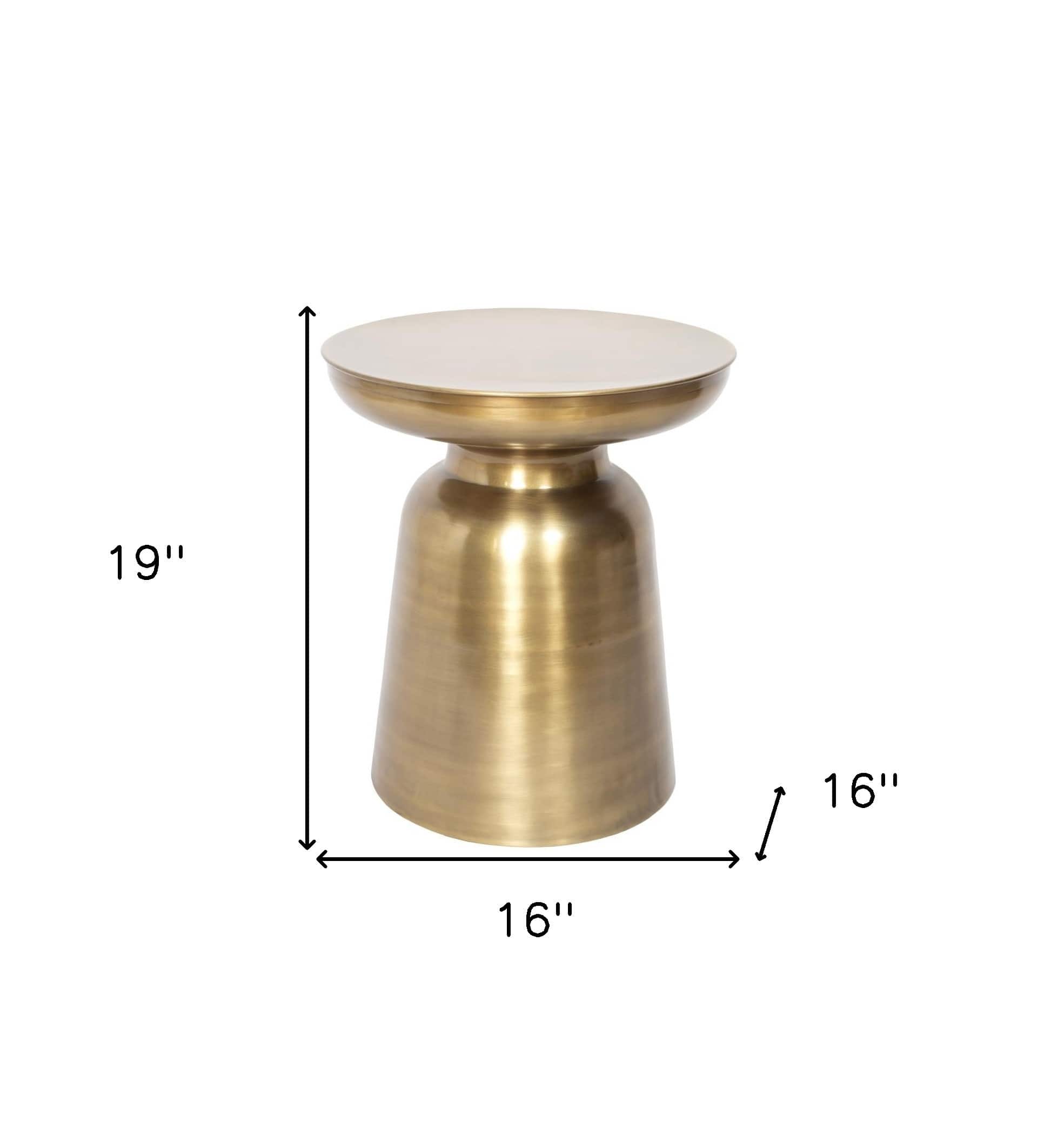 HomeRoots 19" Gold Iron Round End Table