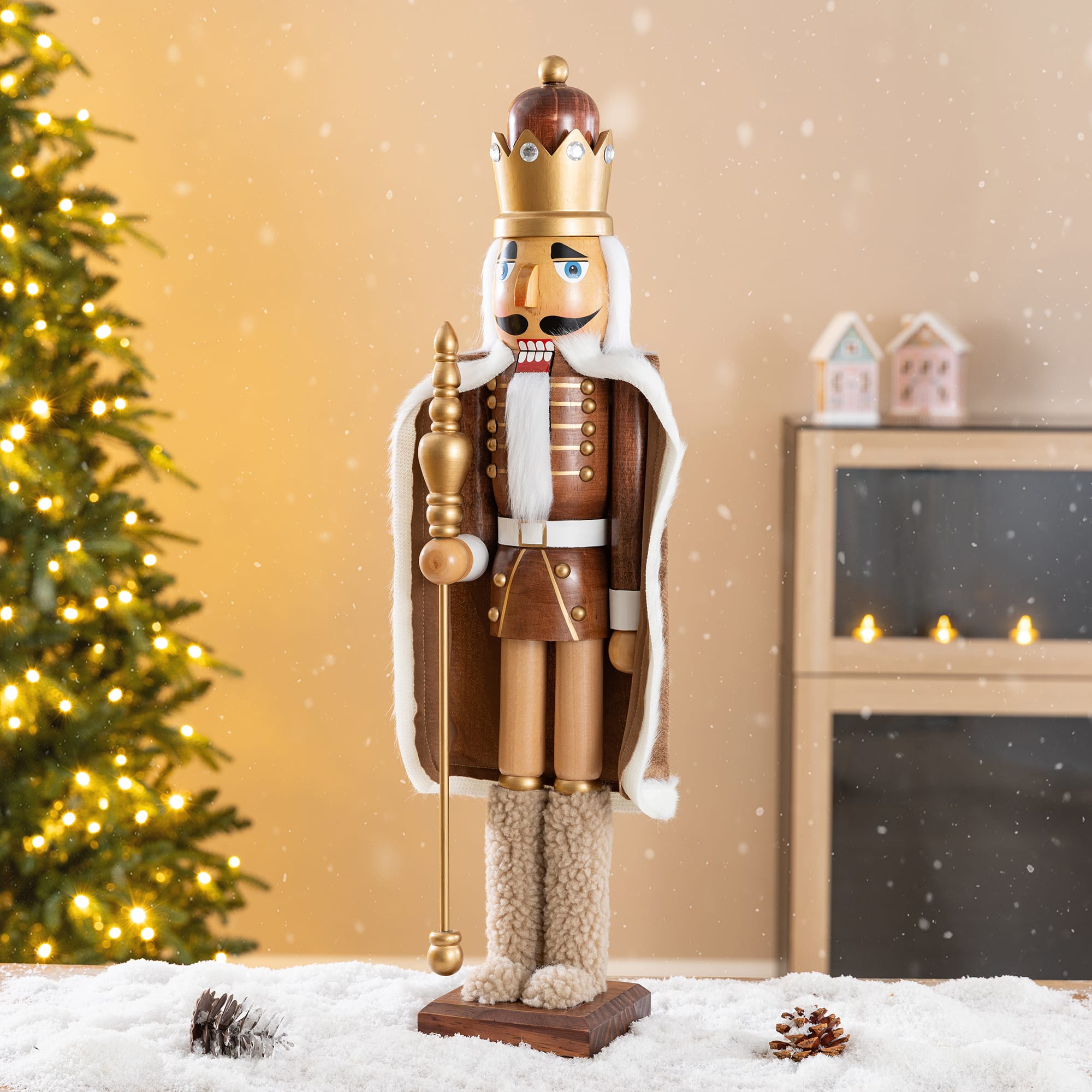 Glitzhome® 24" Wooden Christmas Brown King Nutcracker