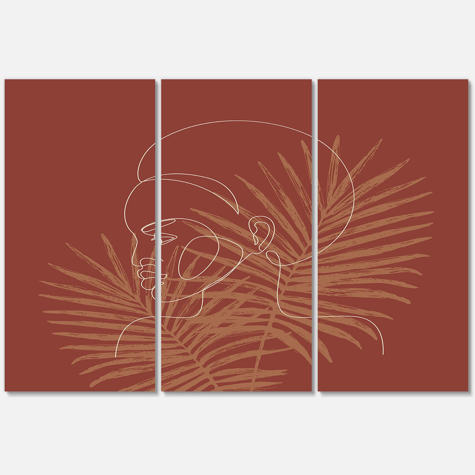 Designart - Sillhouette of African American Girl on Palm Leaves