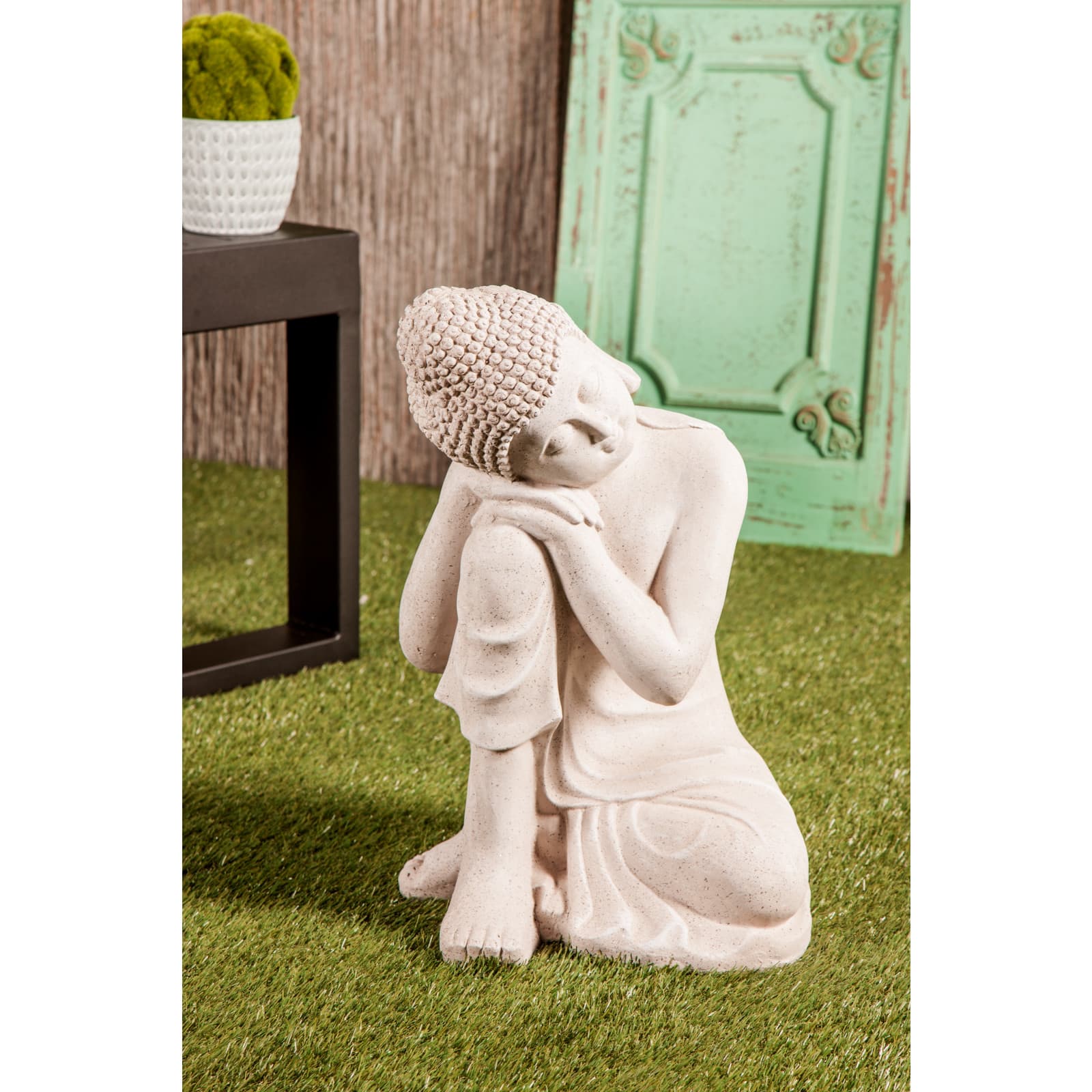 20" Gray Buddha Garden Sculpture
