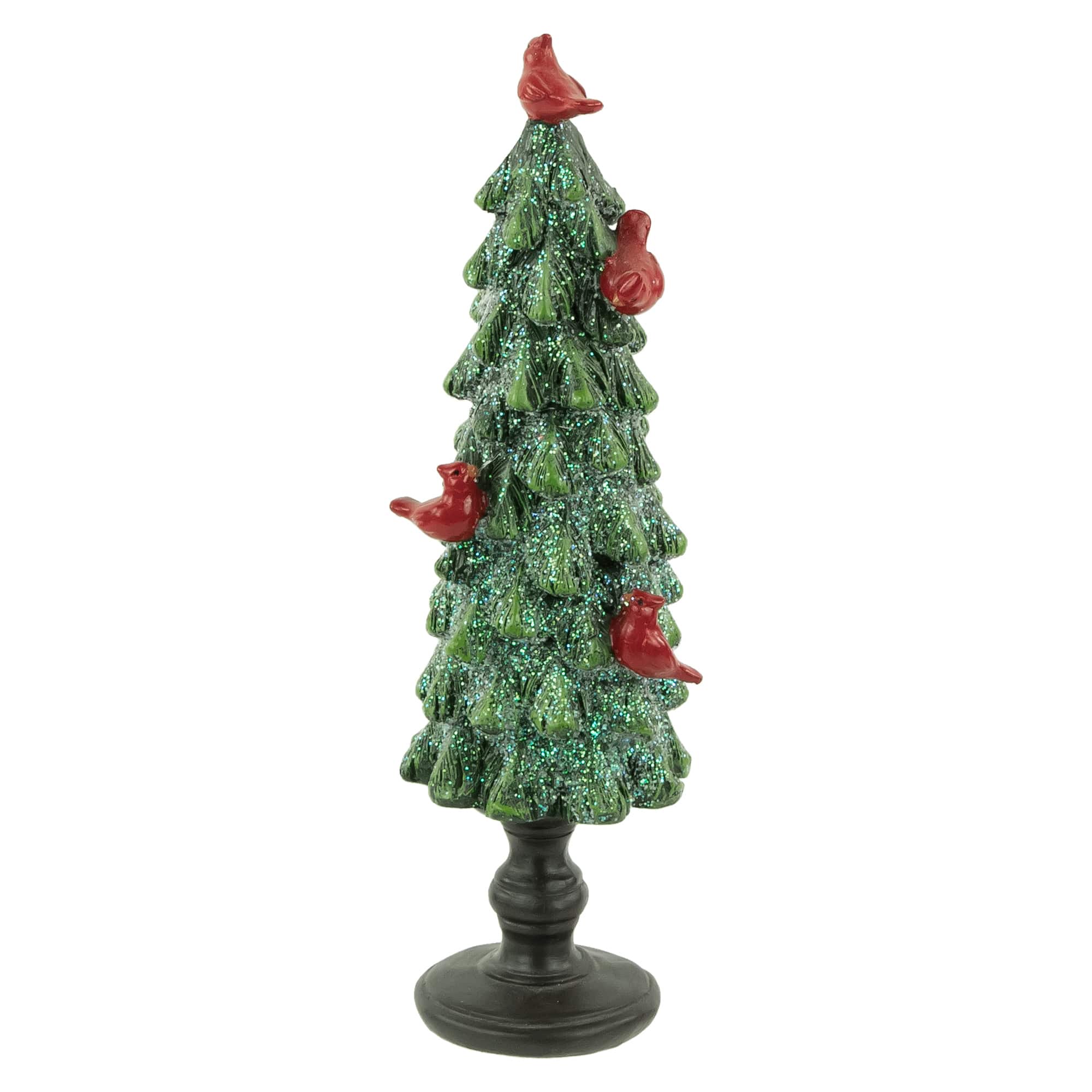 8.75" Unlit Glittered Cardinals Decoration Christmas Tree