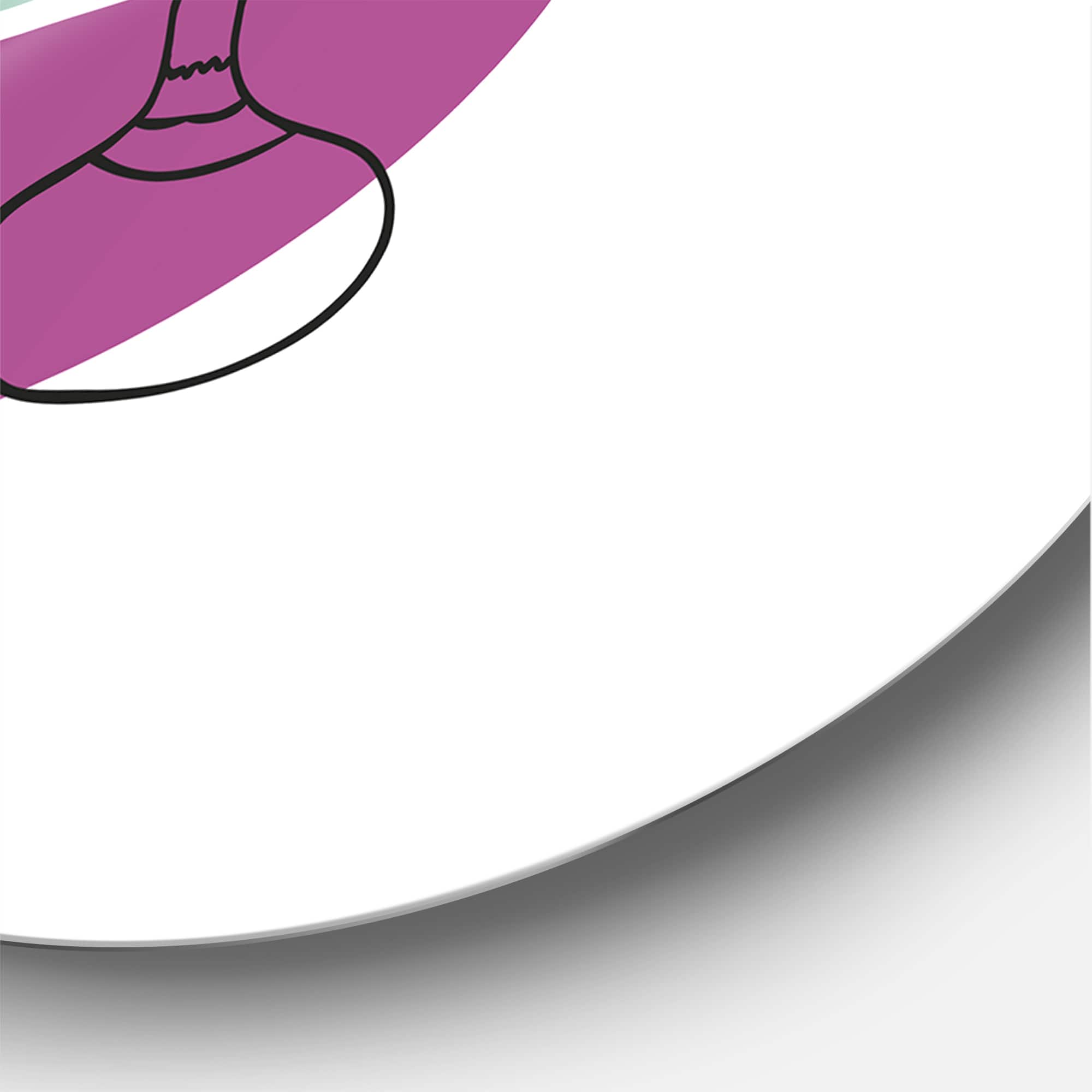 Designart - Elementary Shapes With Abstract Flowers Plants IV - Modern Metal Circle Wall Art