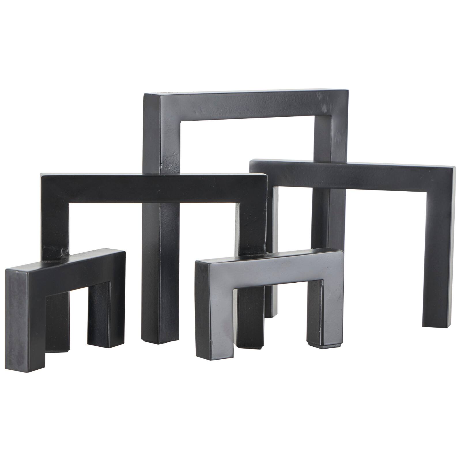 13" Black Metal Geometric Abstract Square Arched Sculpture
