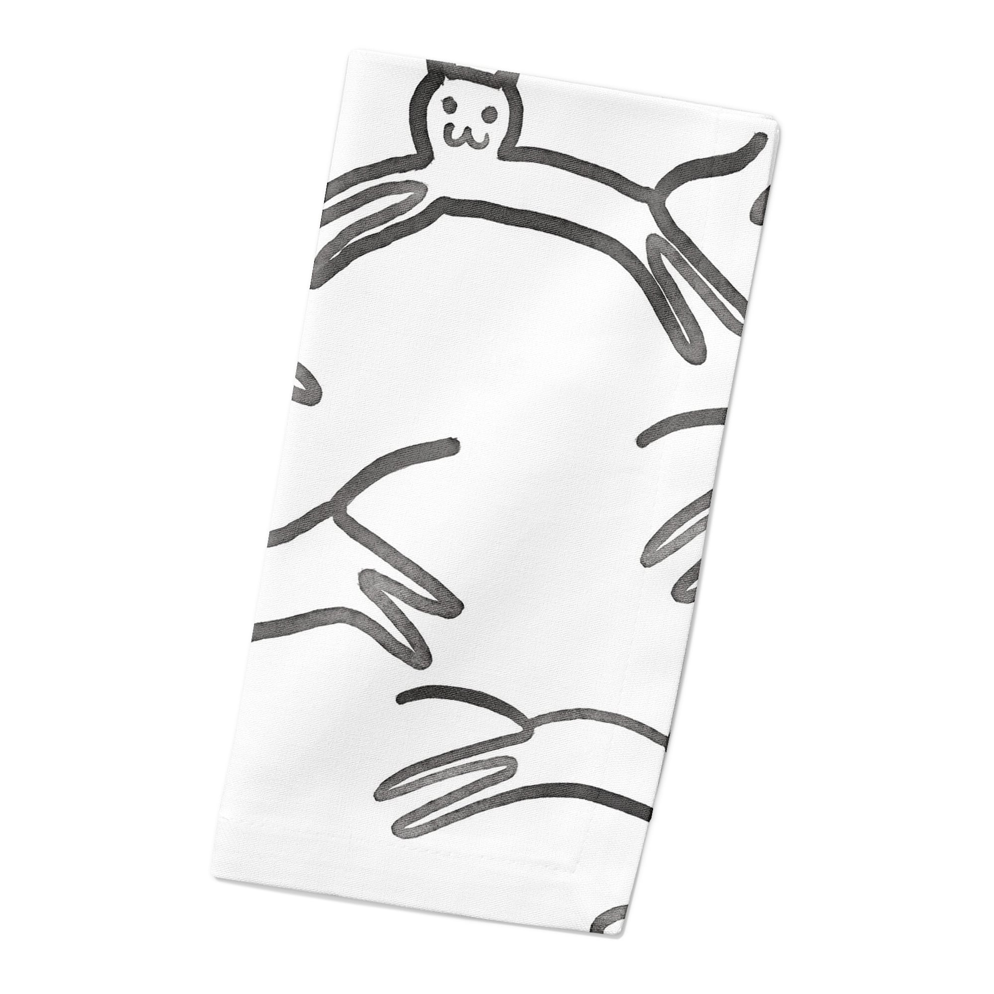 Leaping Cat Pattern I 10" x 10" Cotton Twill Napkin