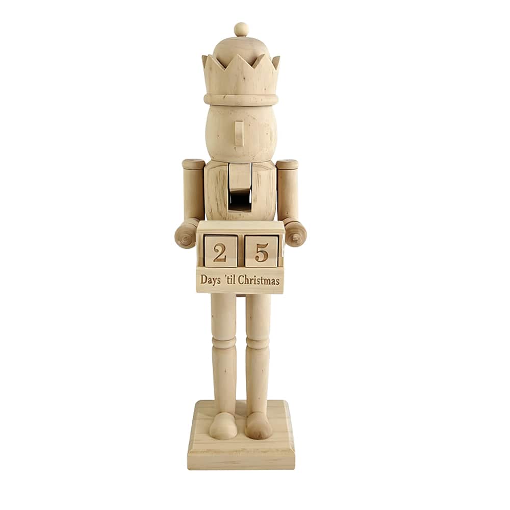 14" King DIY Pinewood Nutcracker with Countdown by Make Market®