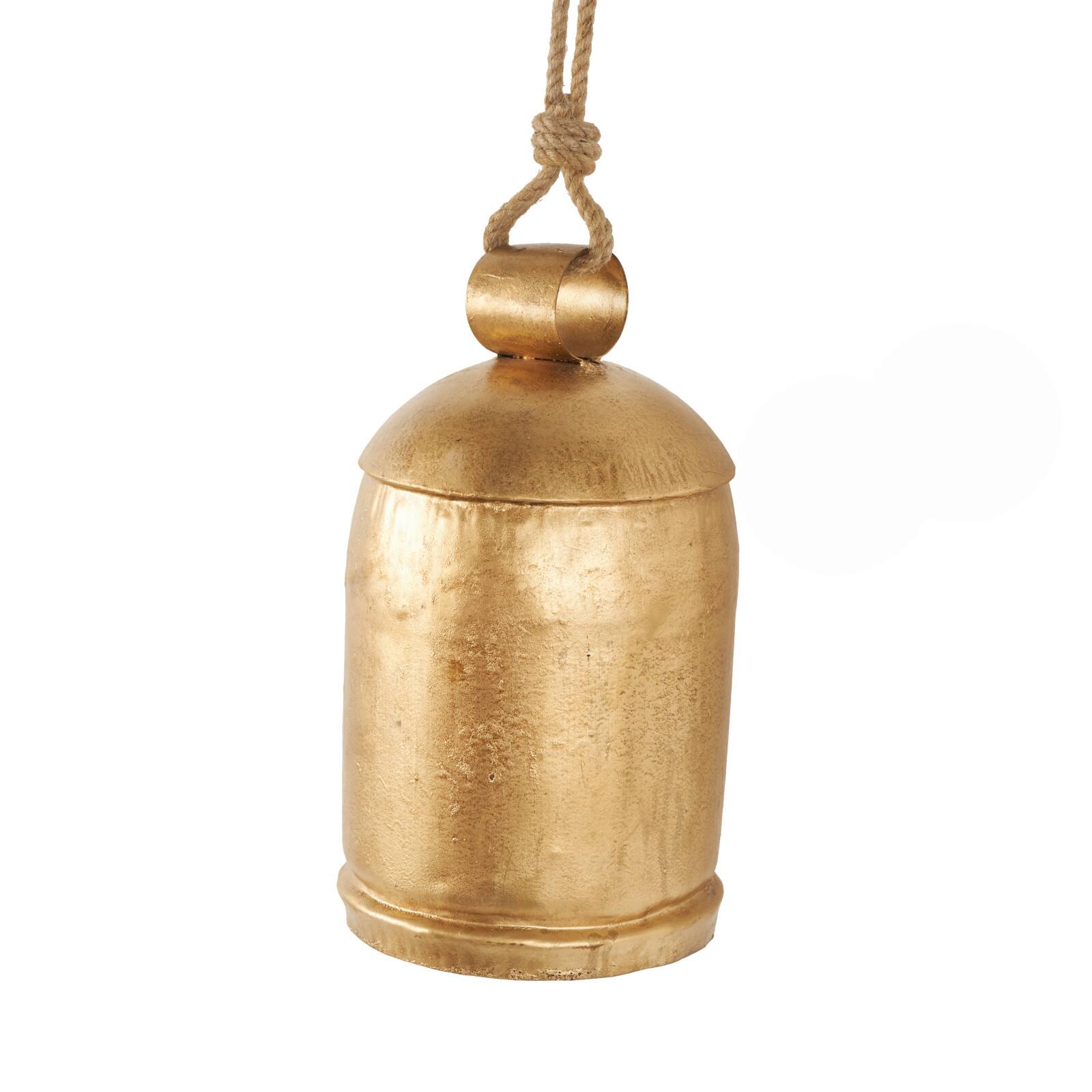 Gold Metal Decorative Bell with Jute Hanging Rope