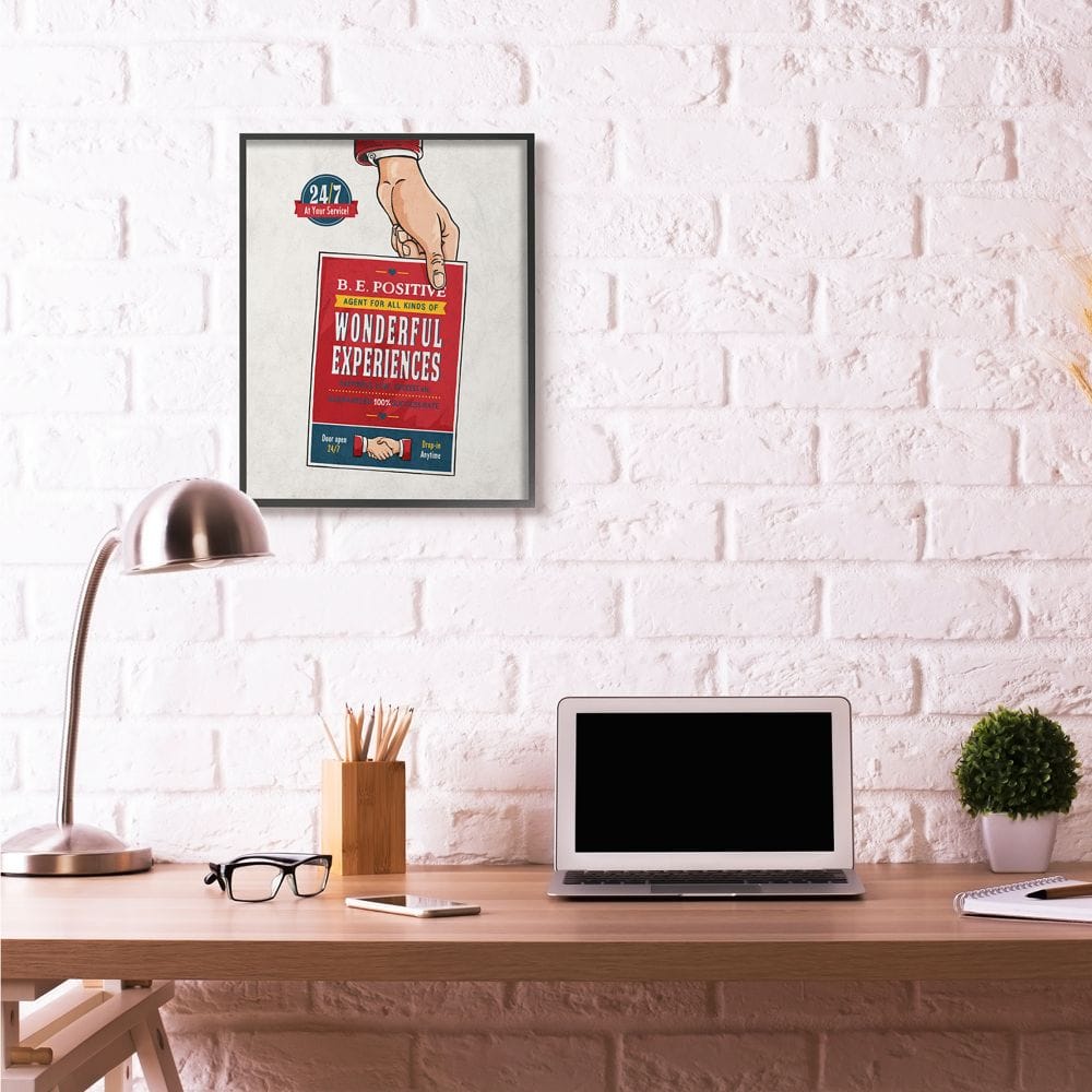Stupell Industries Be Positive Comic Book Design with Black Frame Wall Accent