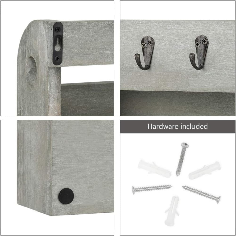 NEX™ Rustic Gray Wood Wall Mounted Mail & Key Holder