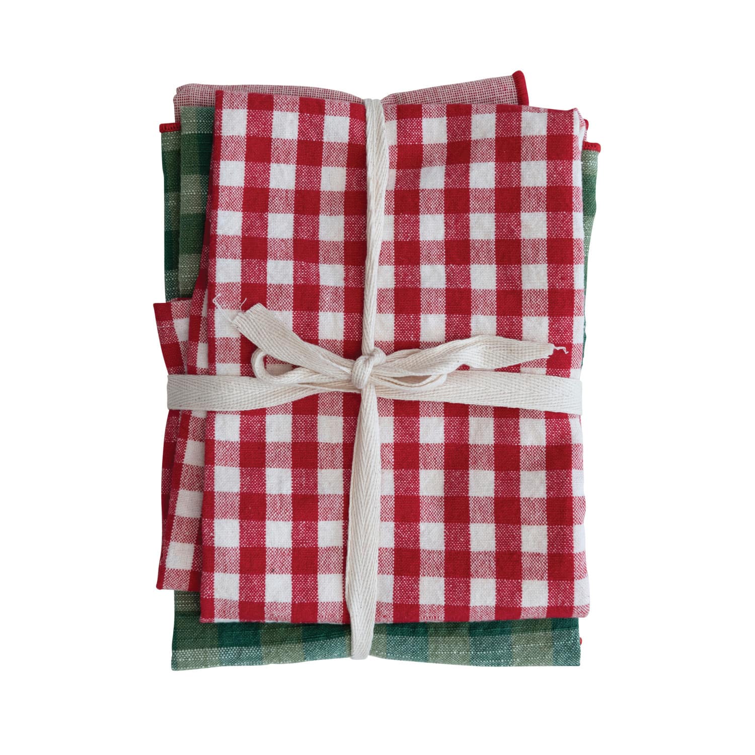 Hello Honey® Red & Green Woven Cotton Tea Towel Set