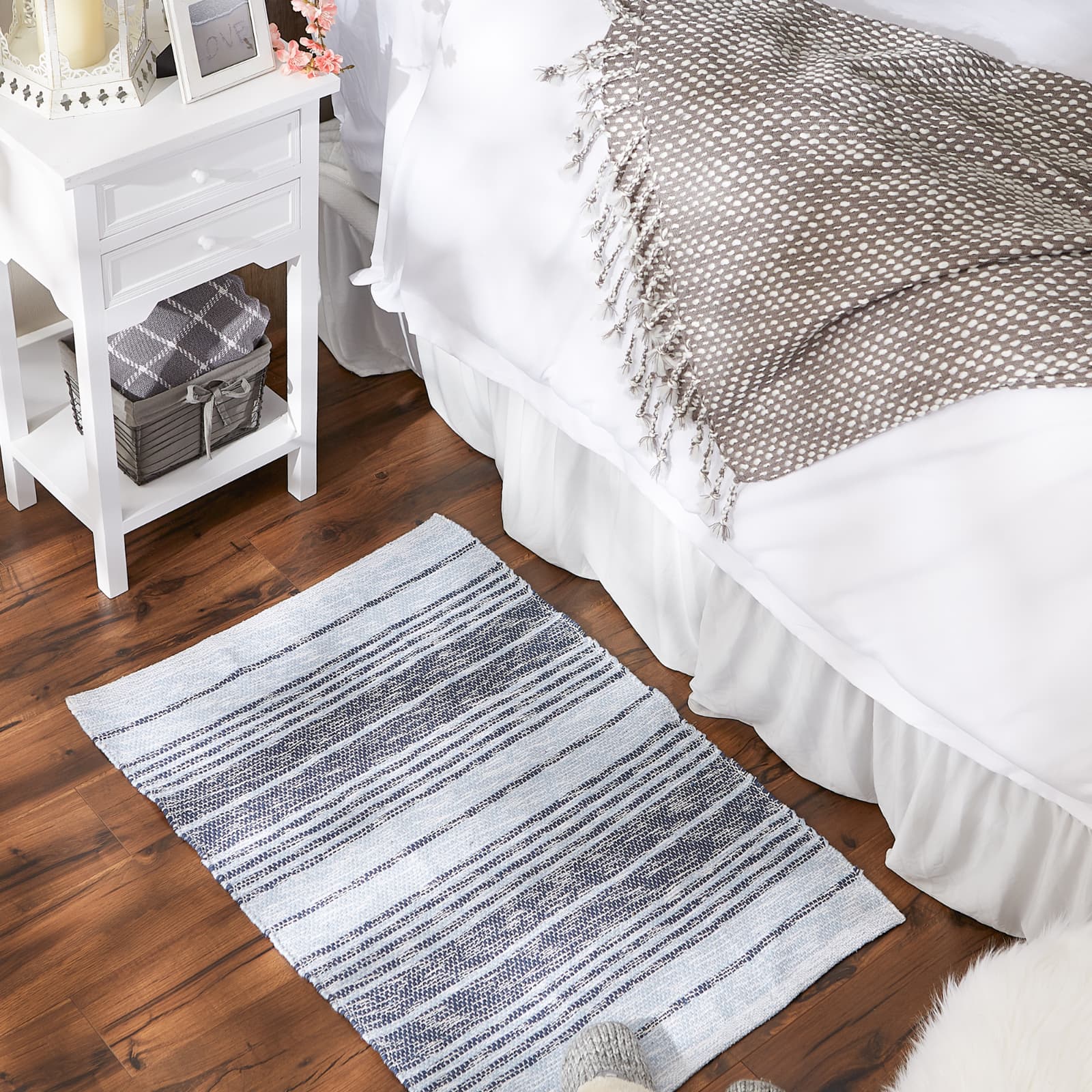 DII® Variegated Stripe Handwoven Recycled Yarn Rug, 2ft. x 3ft.