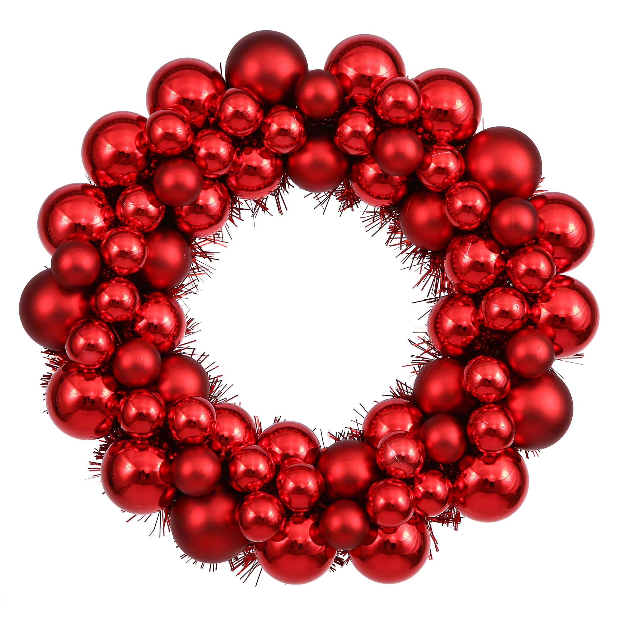 Vickerman 36" Red Shiny & Matte Ball Wreath | Michaels®
