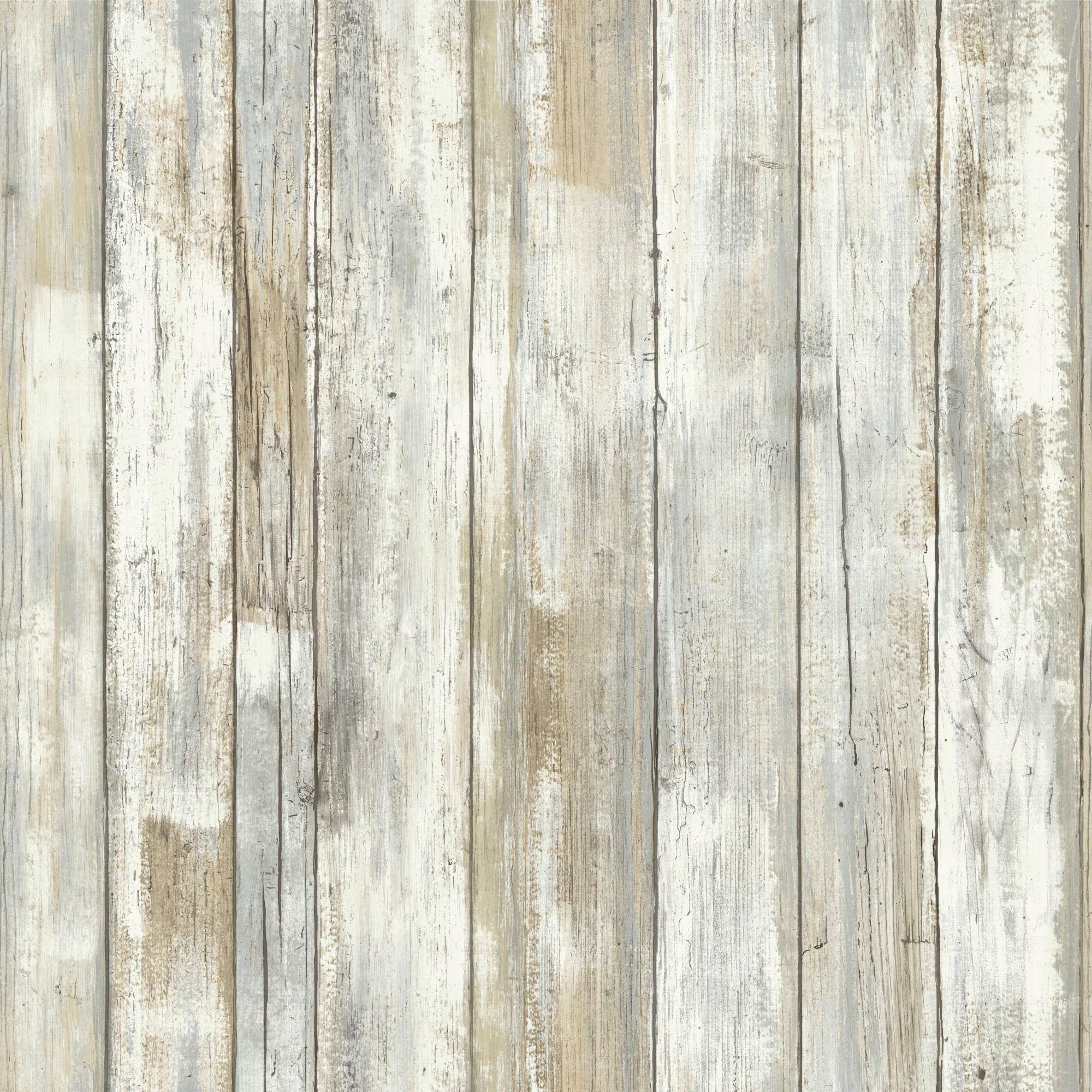 RoomMates Distressed Wood Tan Peel & Stick Wallpaper