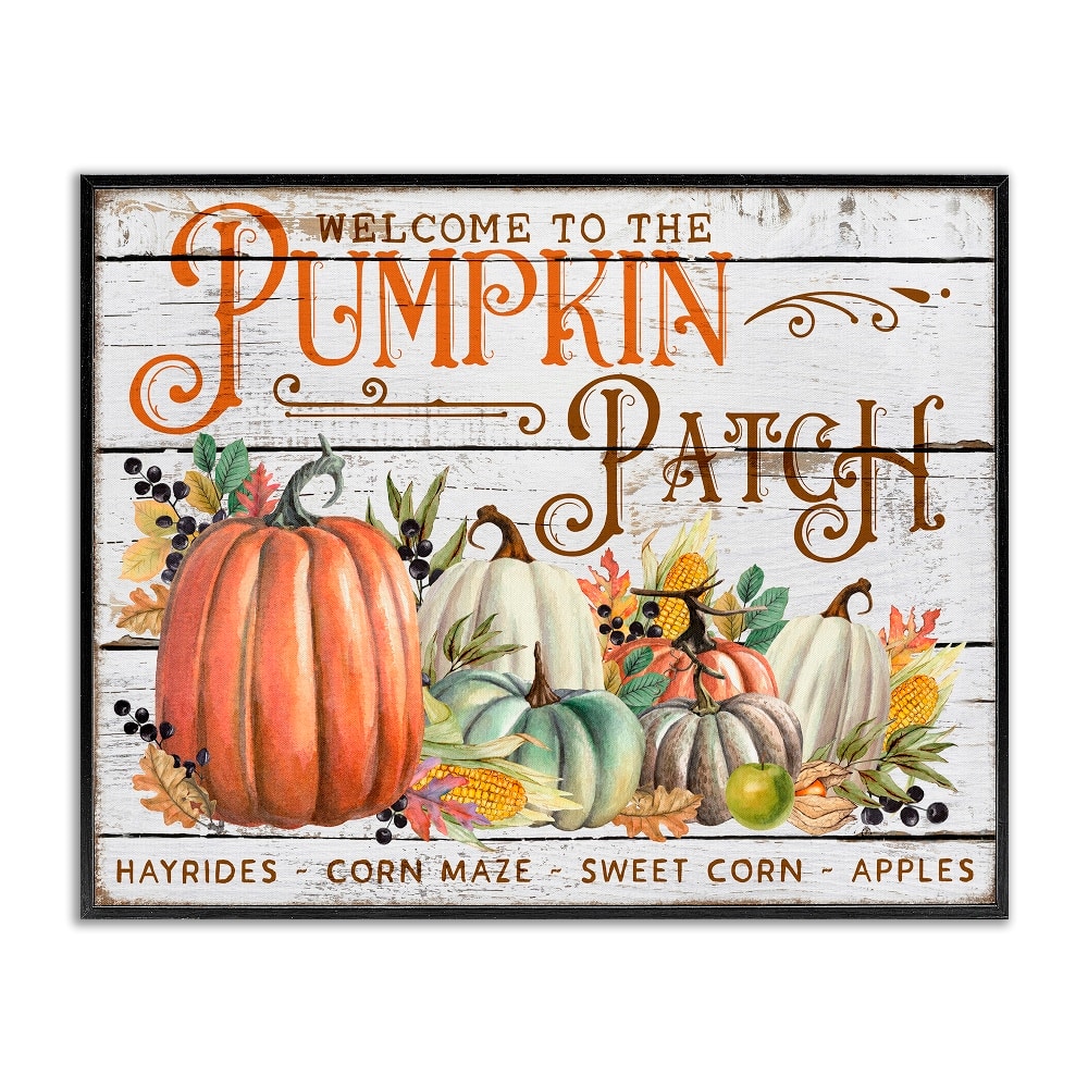 Stupell Industries Welcome Pumpkin Patch Framed Giclee Art