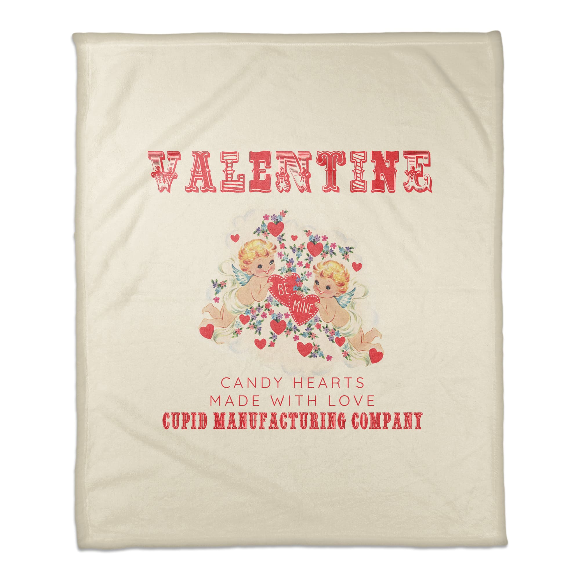 Cupid Candy Hearts 50" x 60" Coral Fleece Blanket