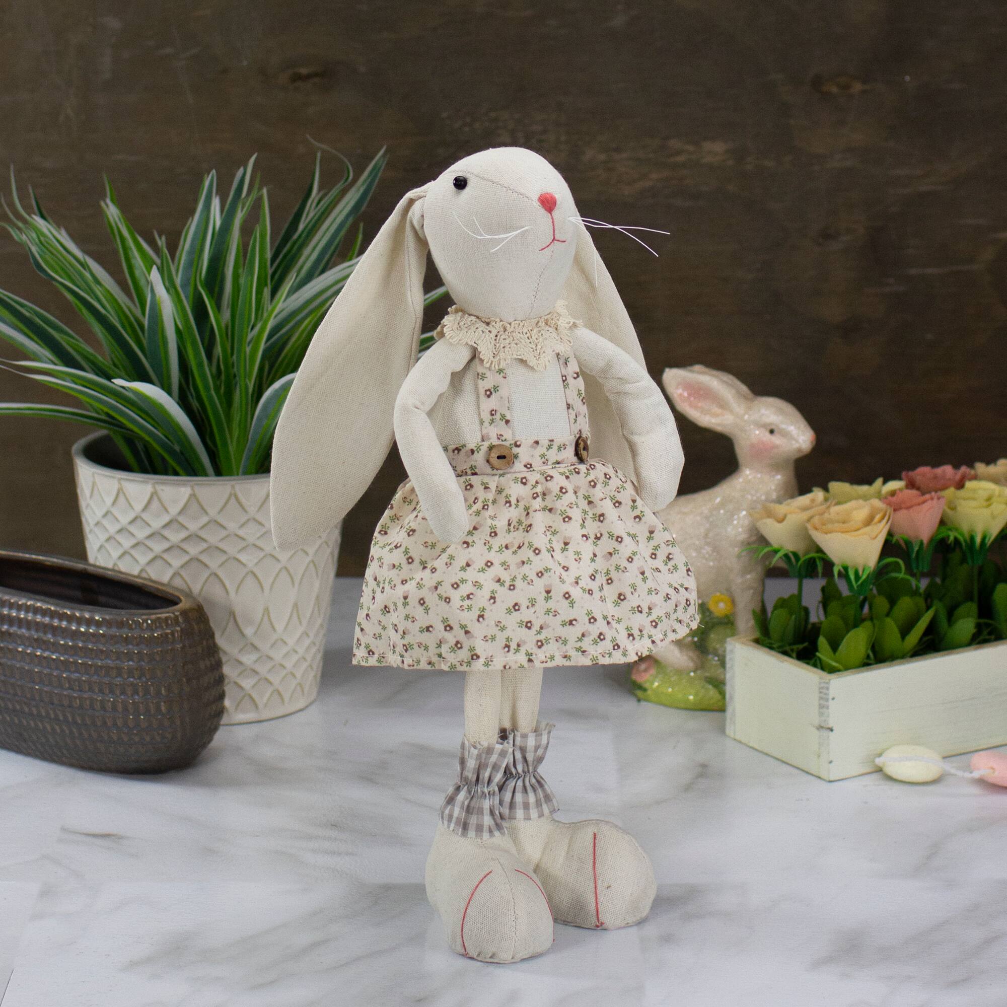 14.5" Standing Girl Easter Bunny Rabbit Spring Figure