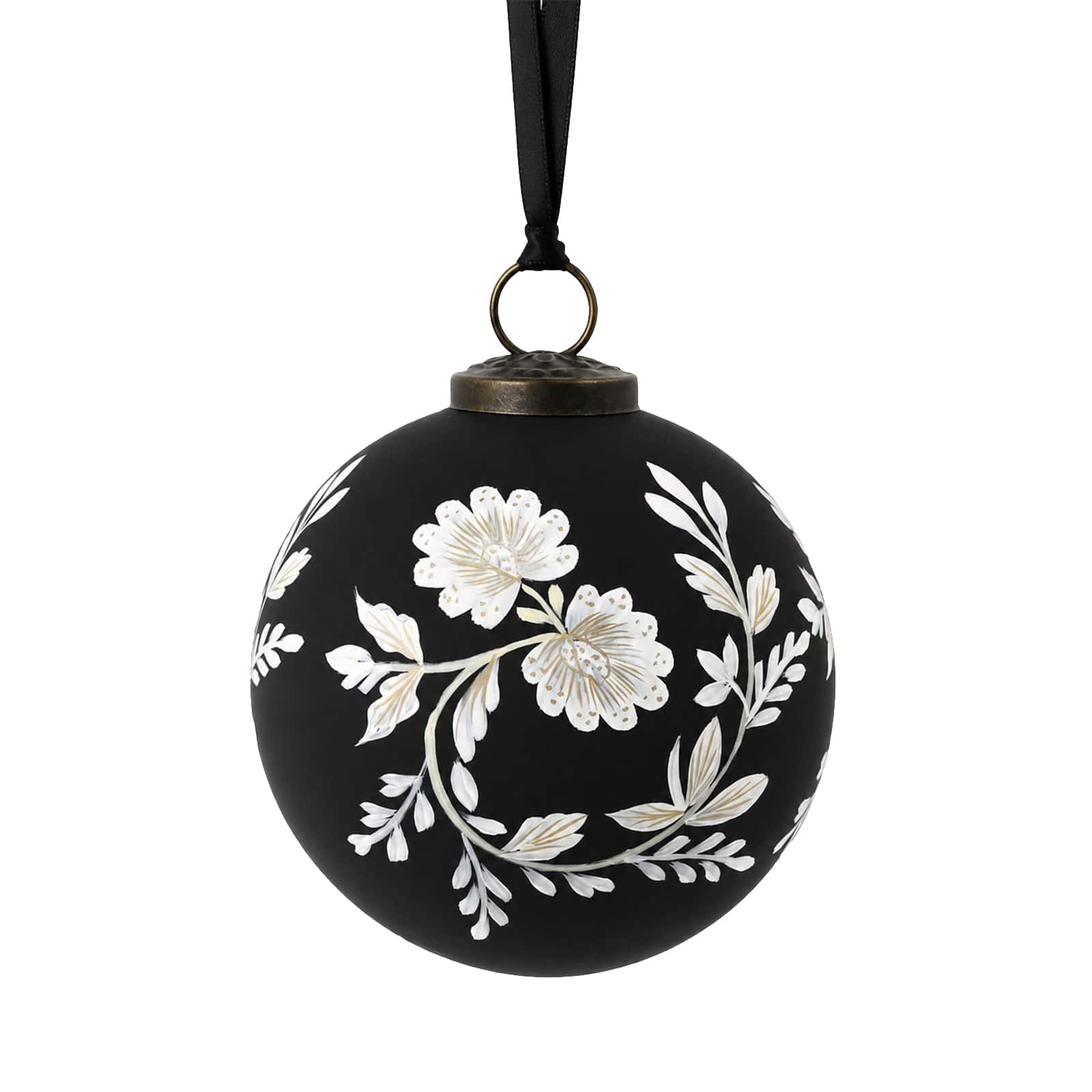 Michaels, 4" Black & White Floral Glass Ornament by Ashland® – Category: Wrapped in Joy