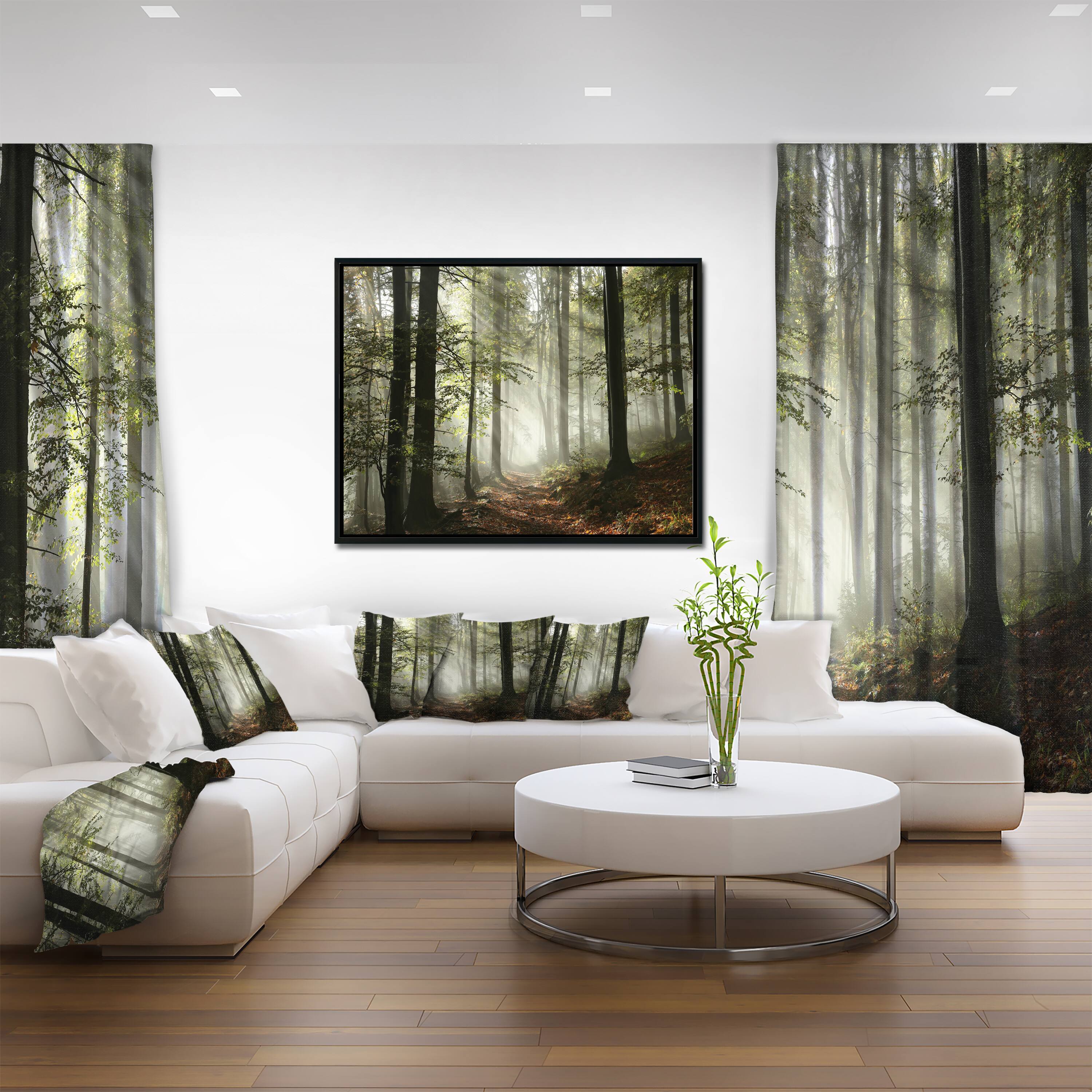 Designart - Light in Dense Fall Forest with Fog