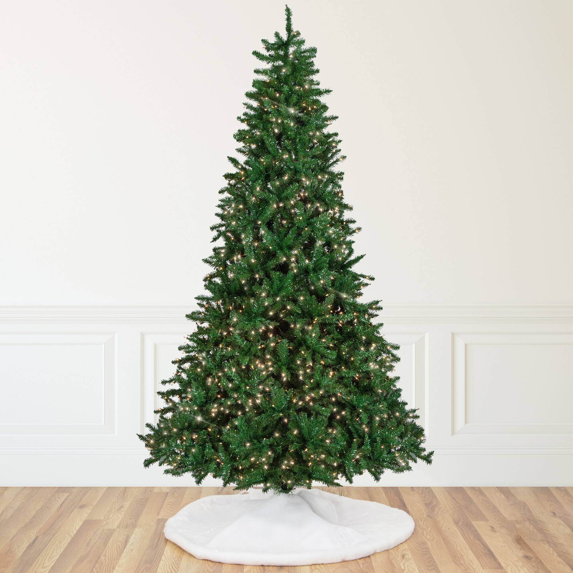 Northlight 9ft. Pre-Lit Green Twin Falls Pine Artificial Christmas Tree, Clear Mini Incandescent Lights