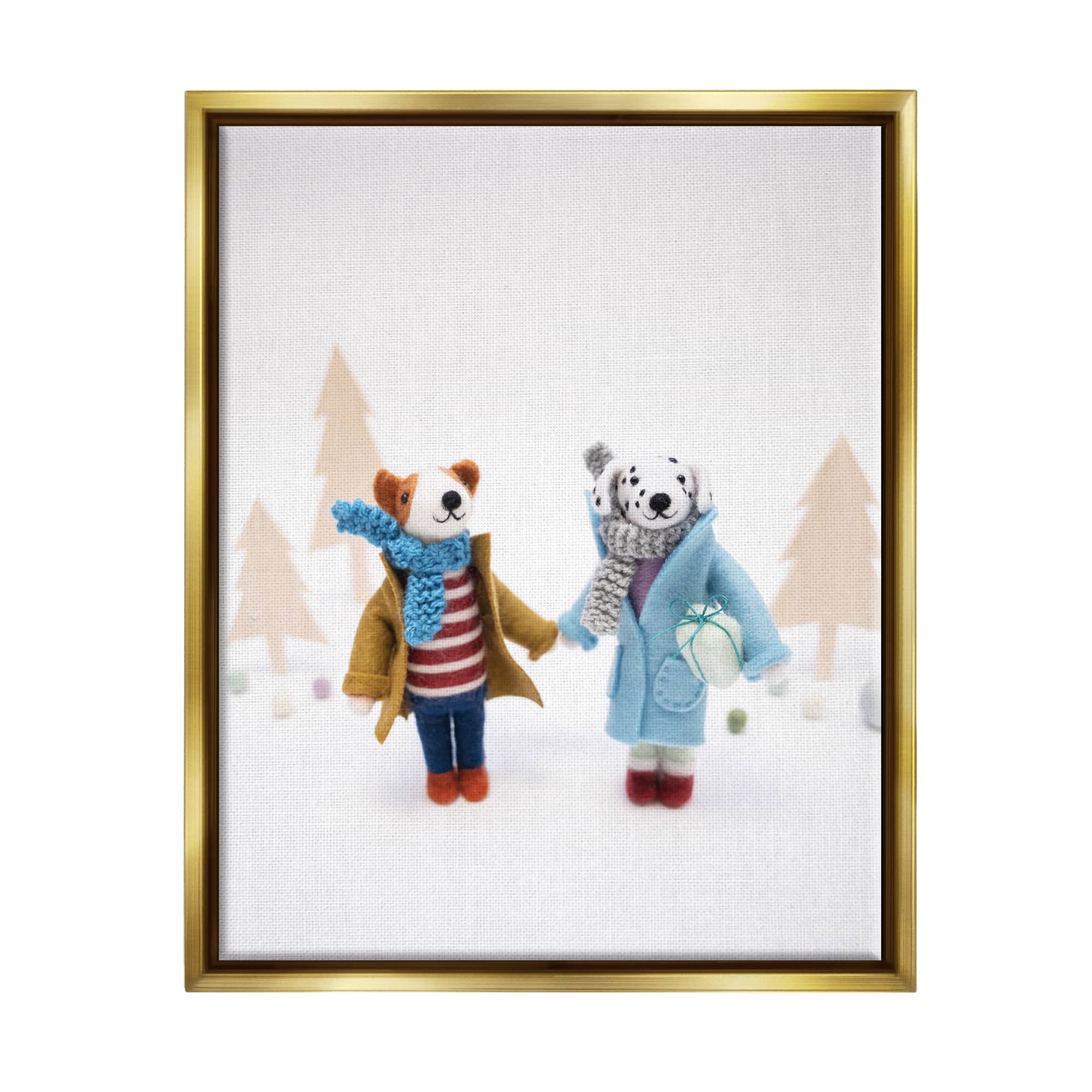Stupell Industries Winter Holiday Gifts Dog Couple Framed Floater Canvas Wall Art