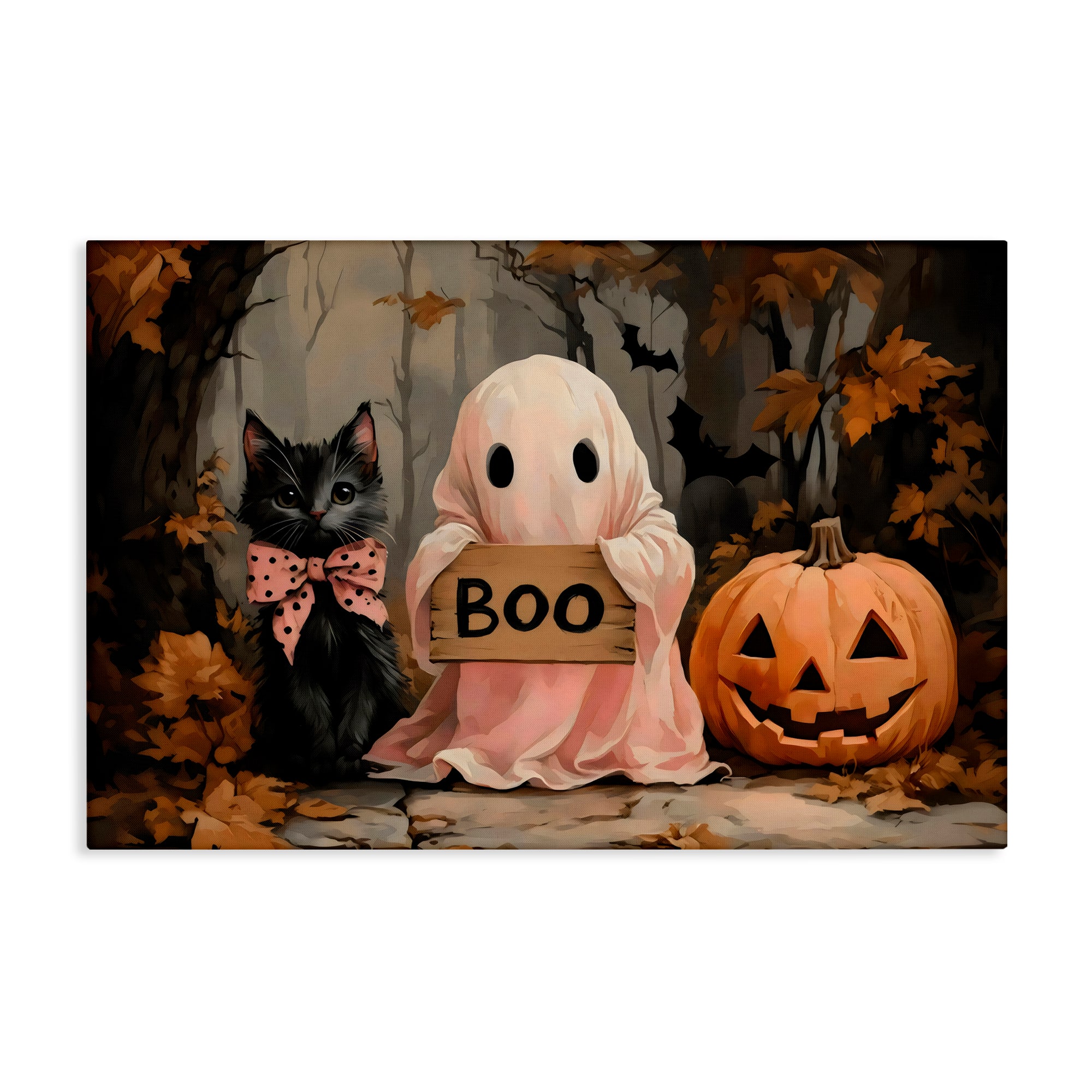 Michaels, Stupell Industries Cute Halloween Boo Portrait Canvas Wall Art – Category: Halloween Wall Decor