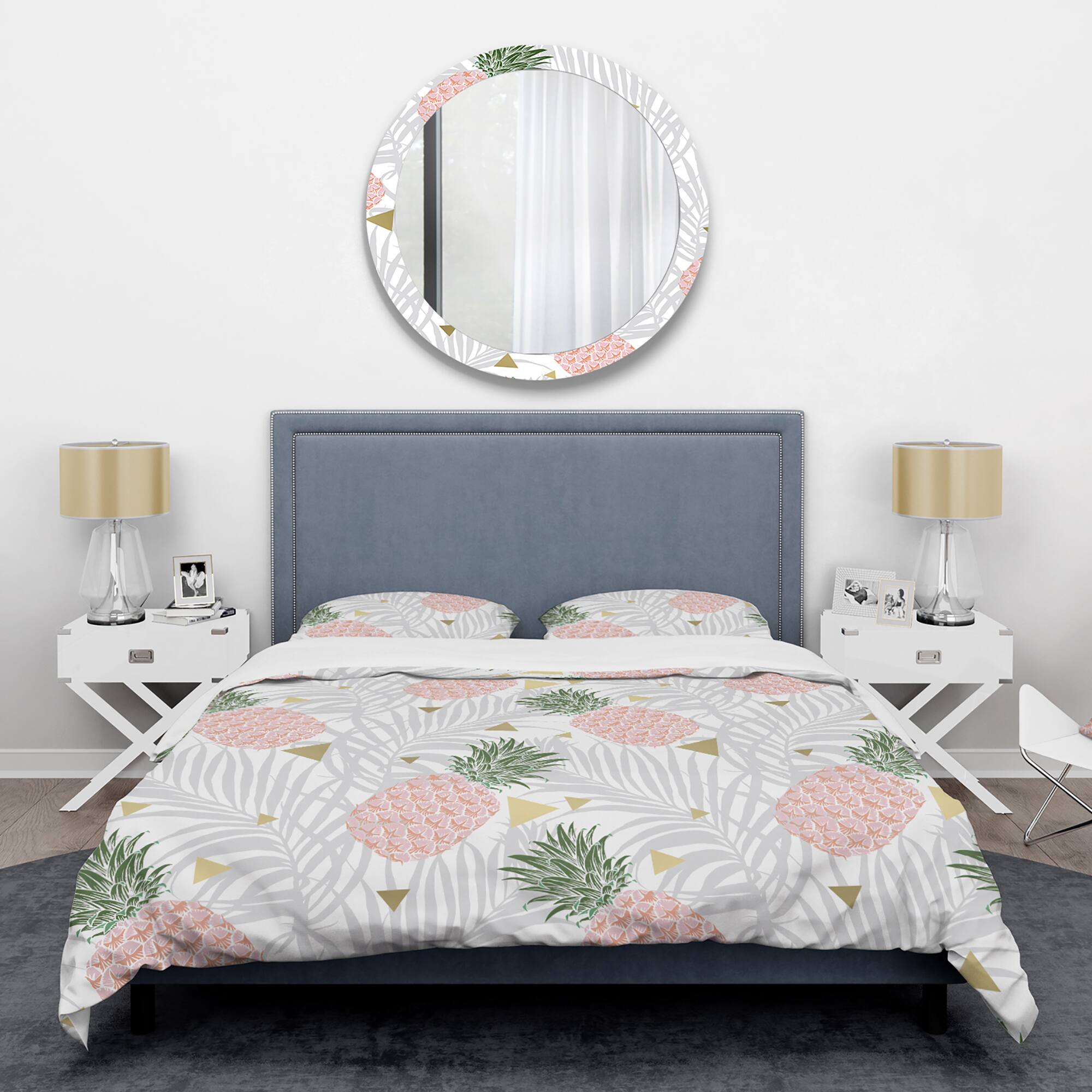 Designart 'Pineappple On Tropical Leaves' Mid-Century Duvet Cover Set