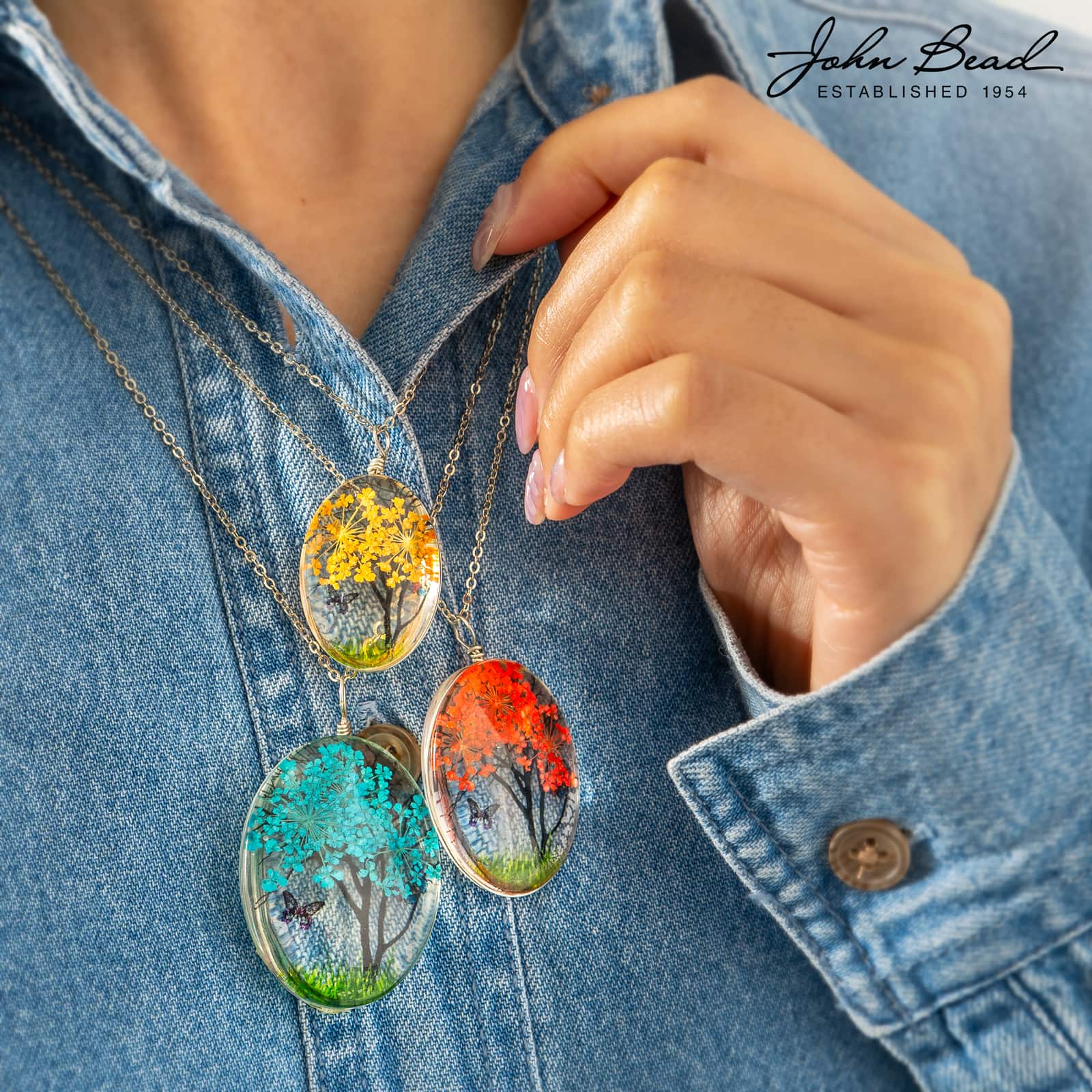 John Bead 30mm x 40mm Dried Flower Assorted Pendants
