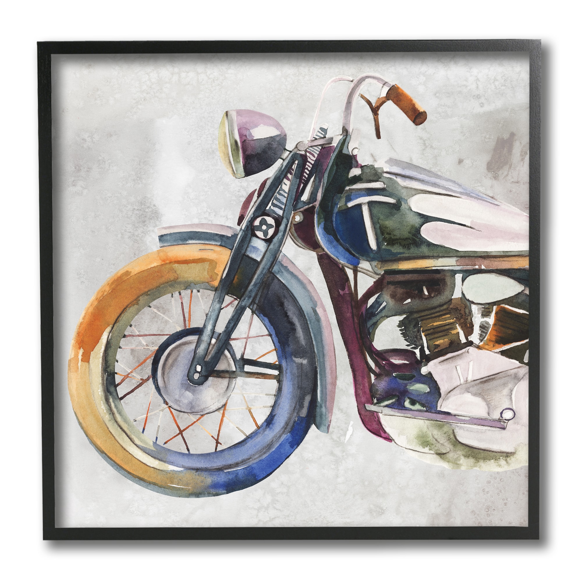 Stupell Industries Motorcycle Chopper Bike Expressive Watercolor Tones,12" x 12"