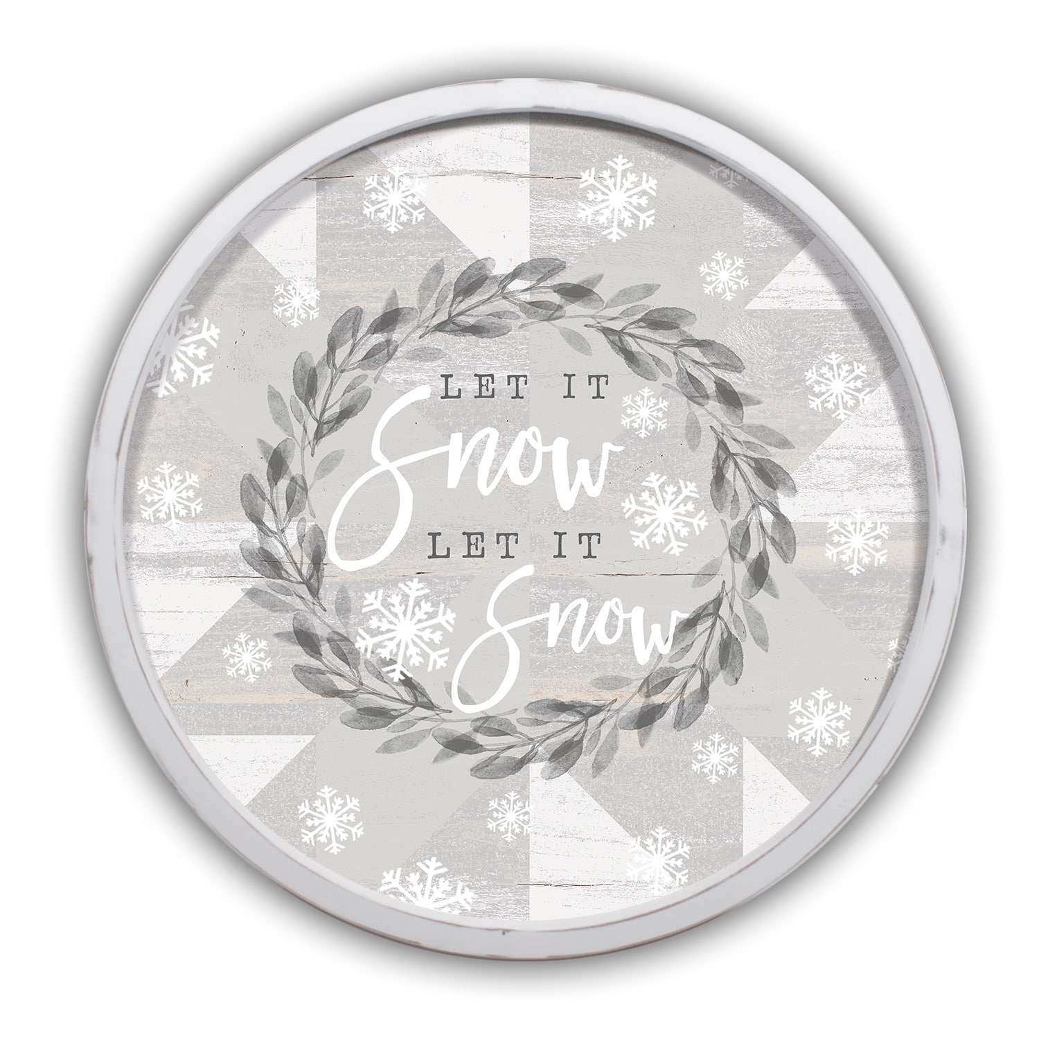 Let it Snow Let it Snow Round White Framed Print Wall Art