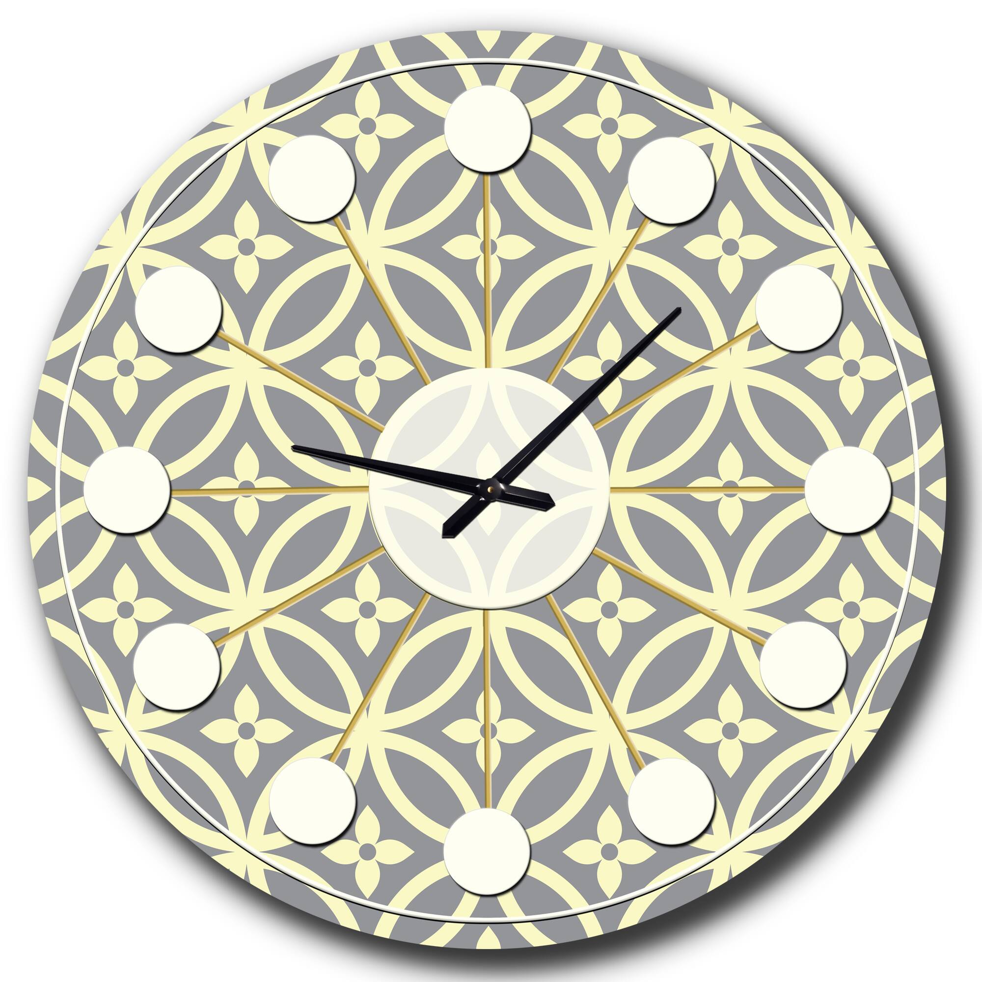Designart 'Retro Ornamental Pattern Ii Mid-Century Modern Wall Clock