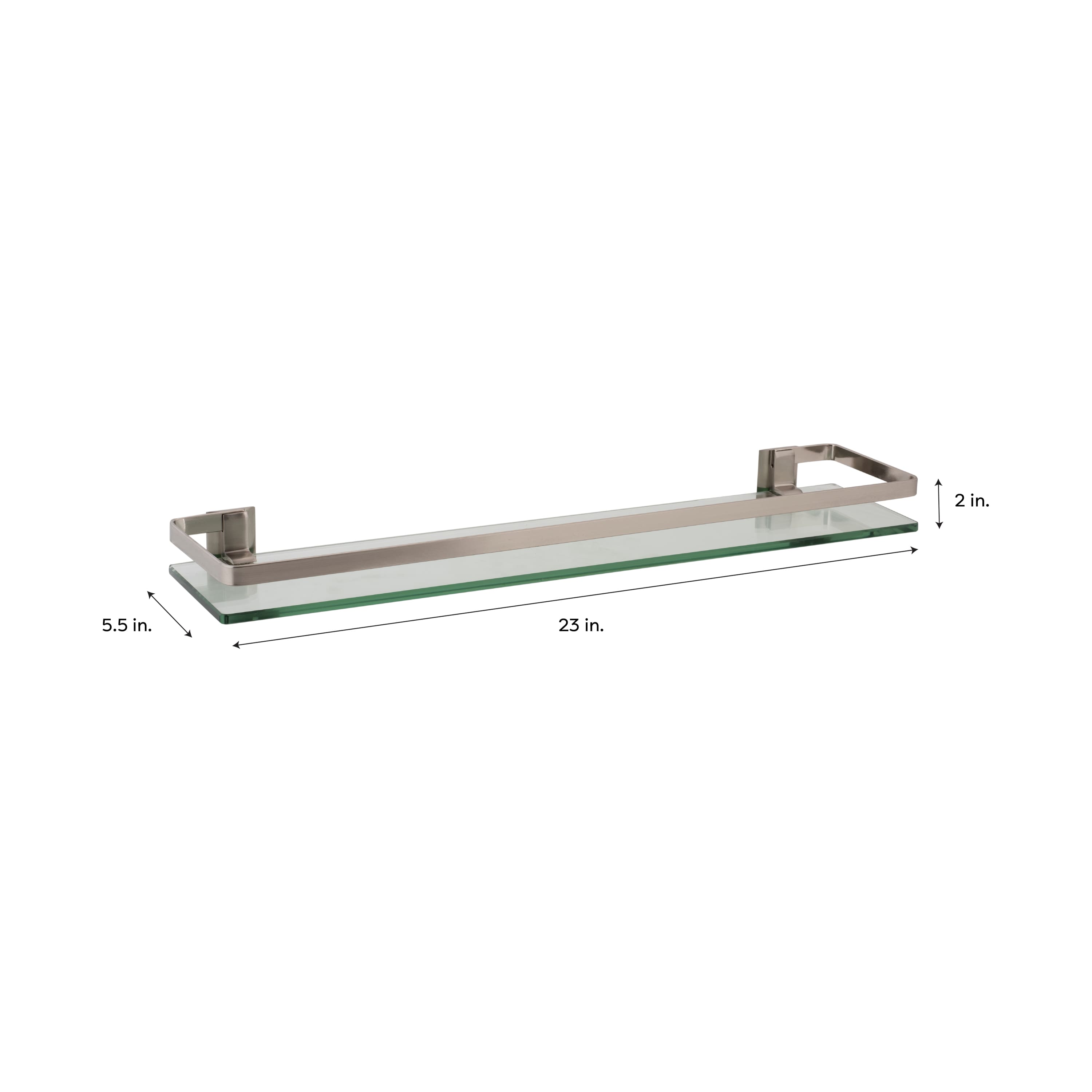 Organize It All Nickel Glass Shelf with Rail